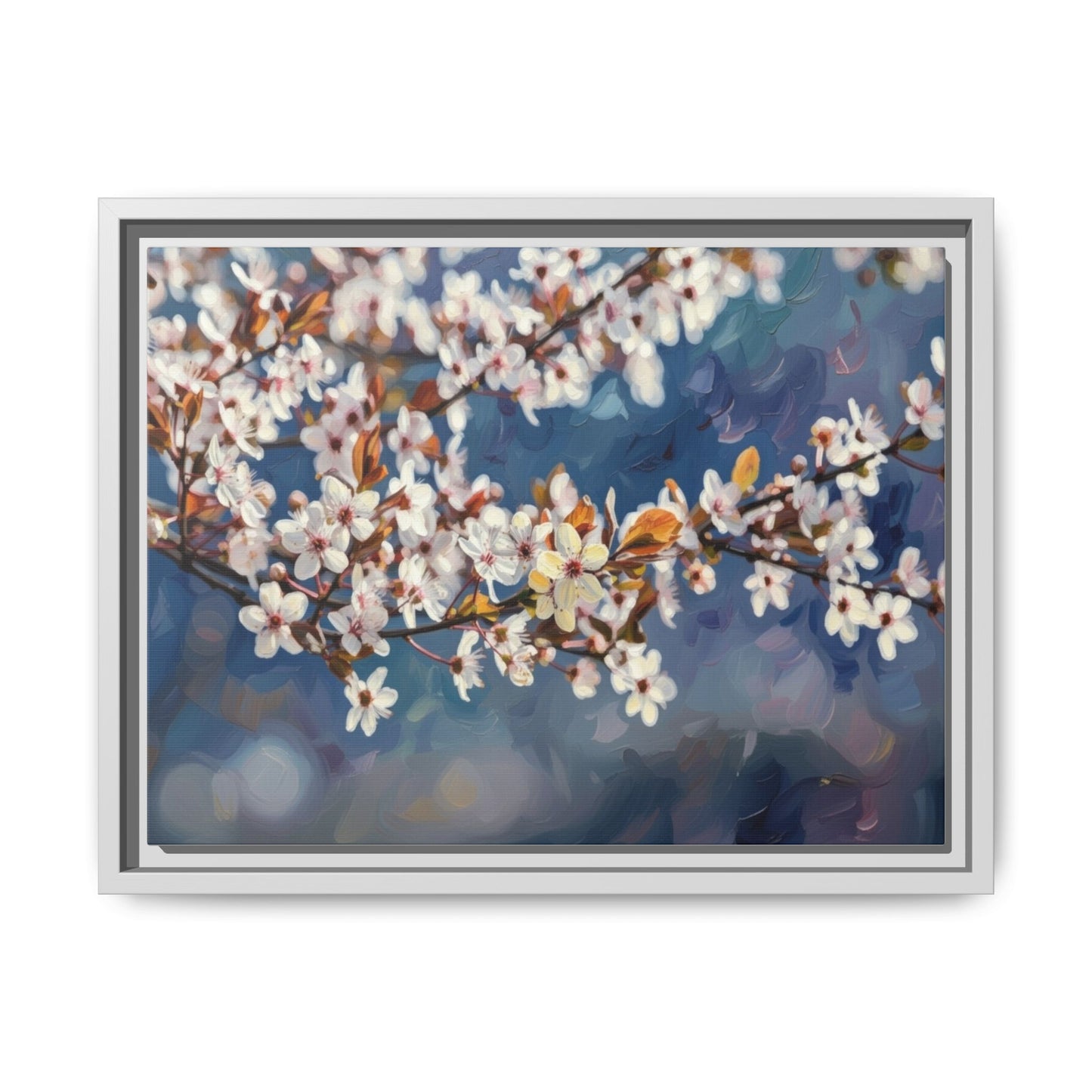 Framed Matte Canvas Print — Cherry Blossom Branch Wall Art