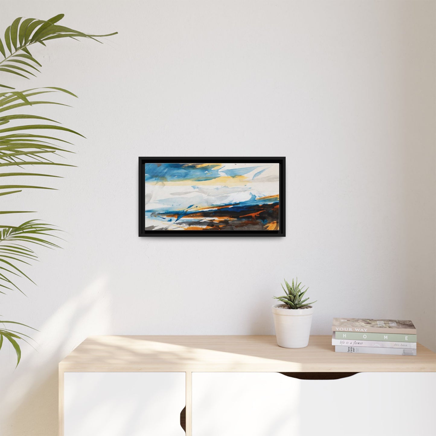 Abstract Coastal Waves Matte Canvas Framed Wall Art