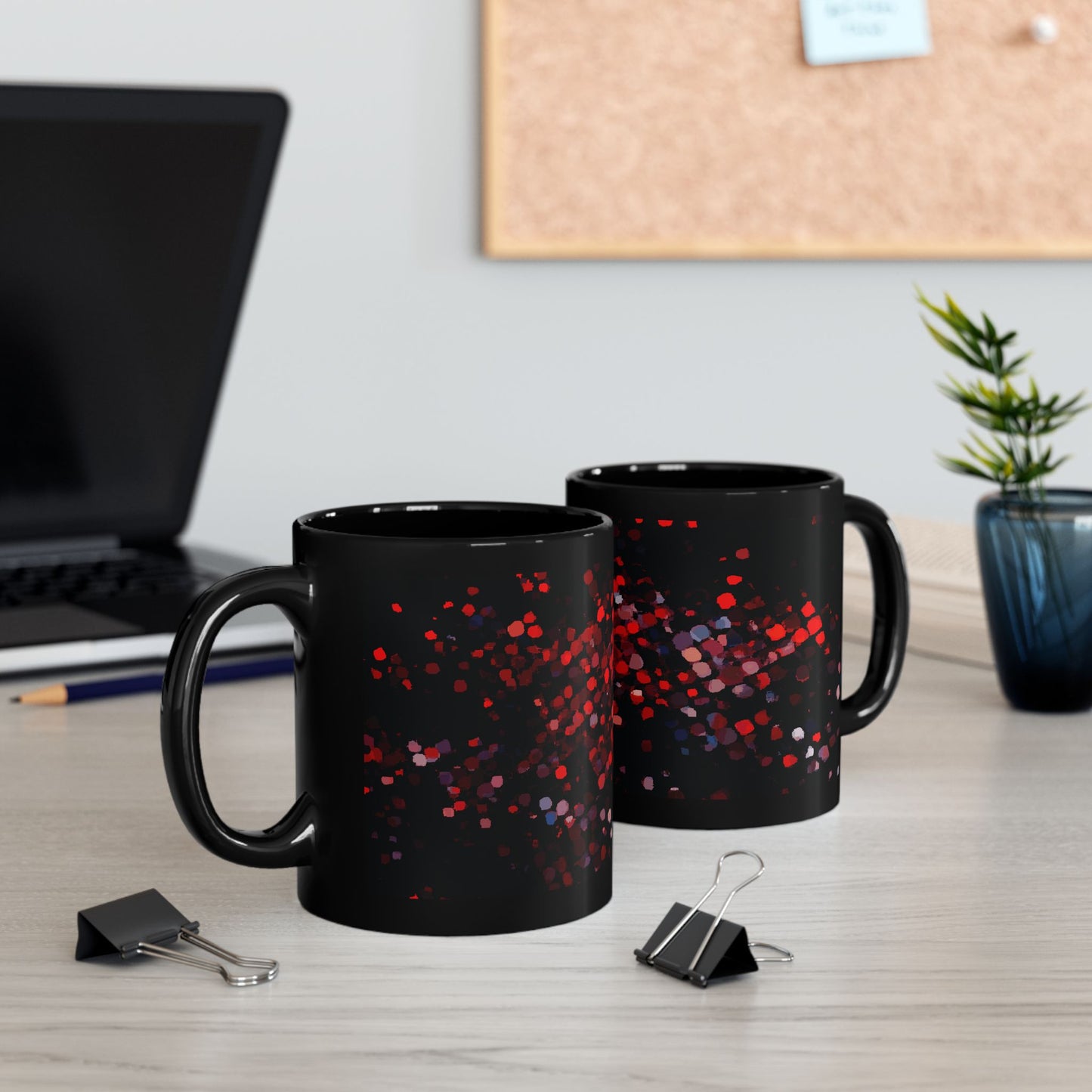 Red Mosaic Sparkle Black Coffee Mug – 11oz & 15oz