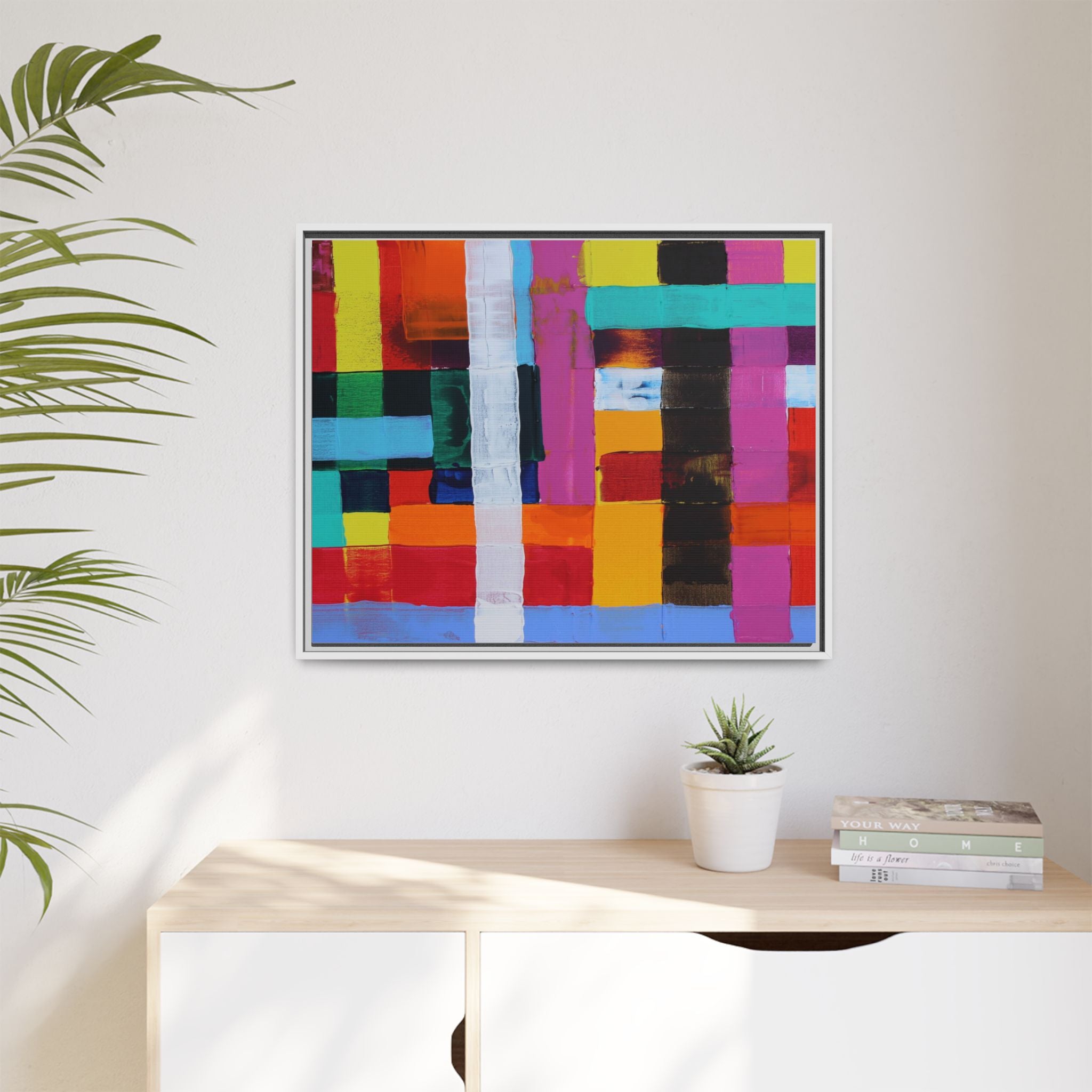 Farbfeld Malerei (Acryl) by Unknown Artist Matte Framed Canvas Wall Art Print