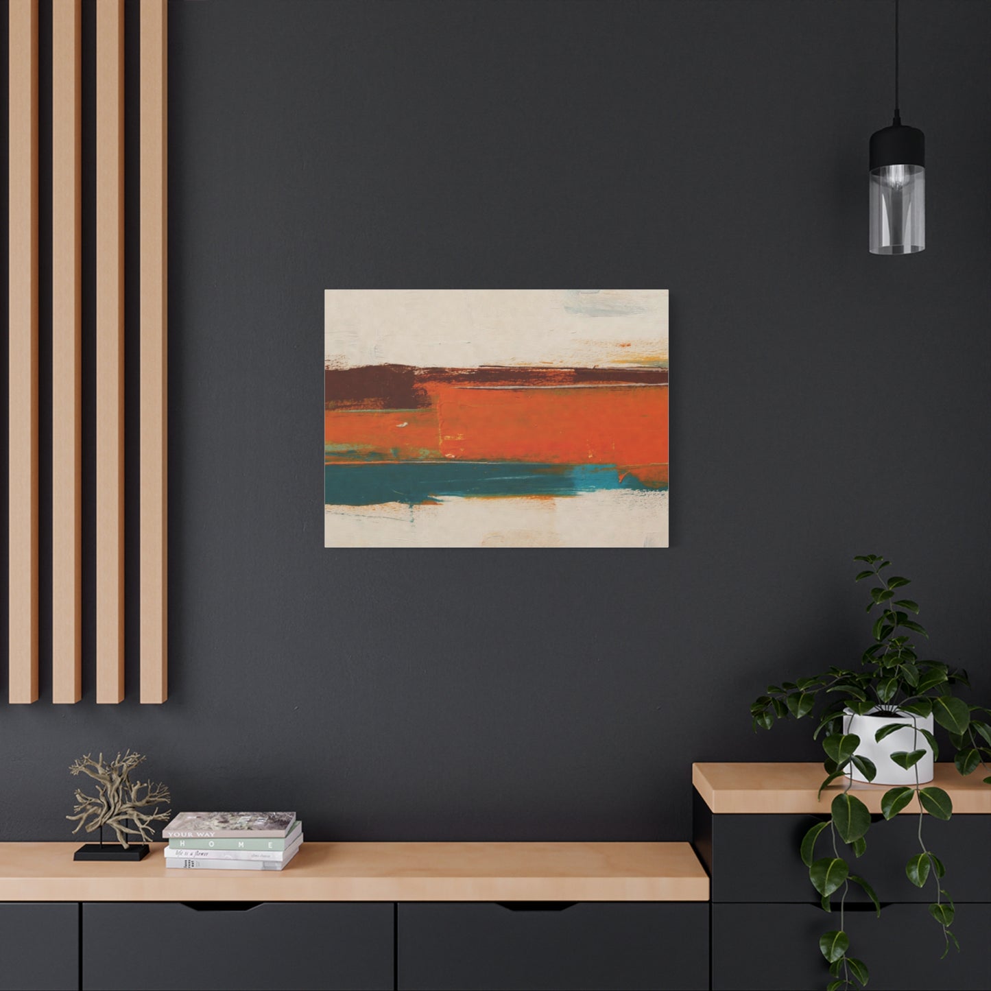 Abstract Orange & Teal Matte Canvas Wall Art — Stretched 1.25"