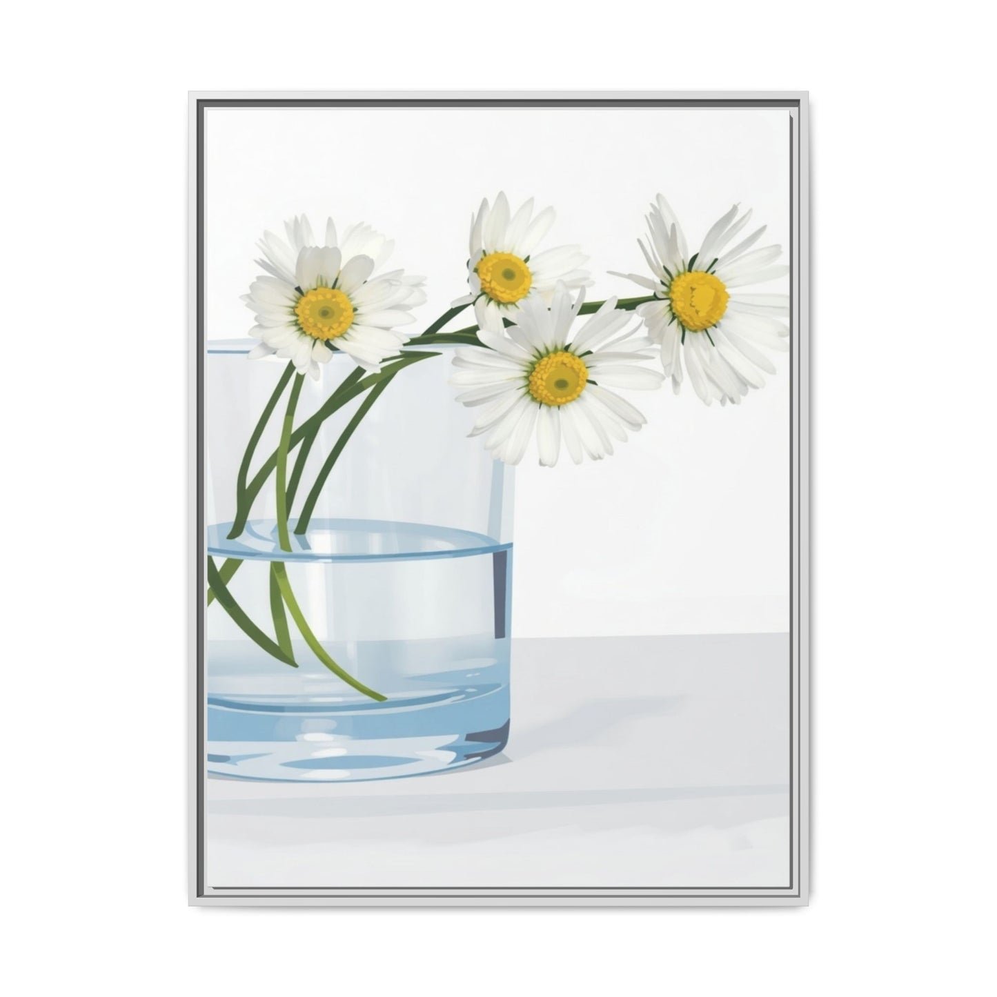 Framed Daisy Canvas Print — Minimal Botanical Wall Art