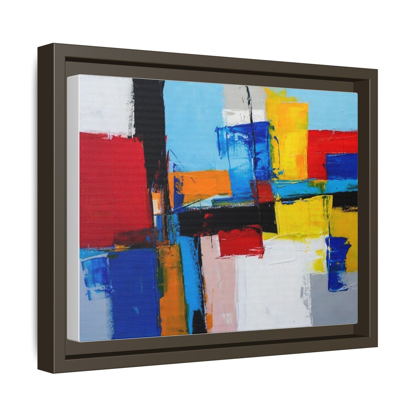 Abstract Color Block Matte Canvas Framed Wall Art