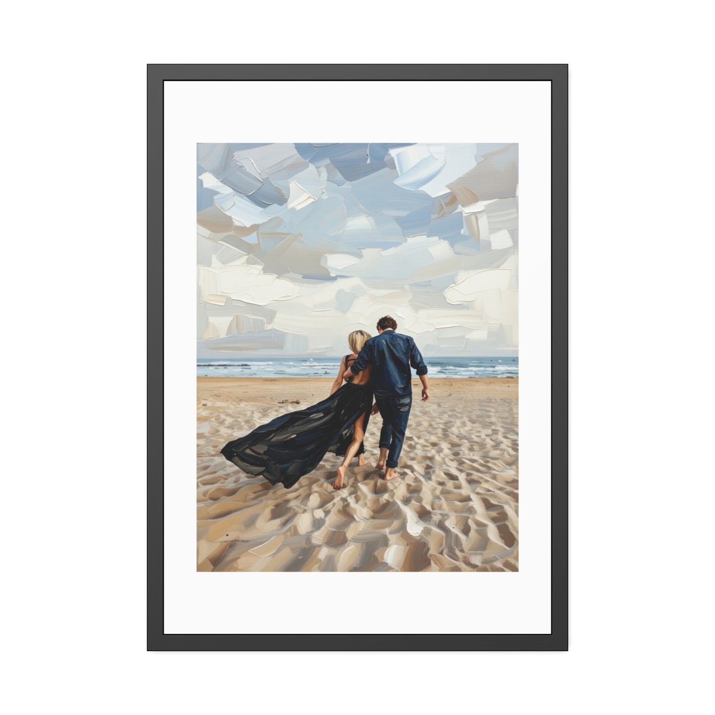 Framed Poster — Romantic Beach Couple Art Print