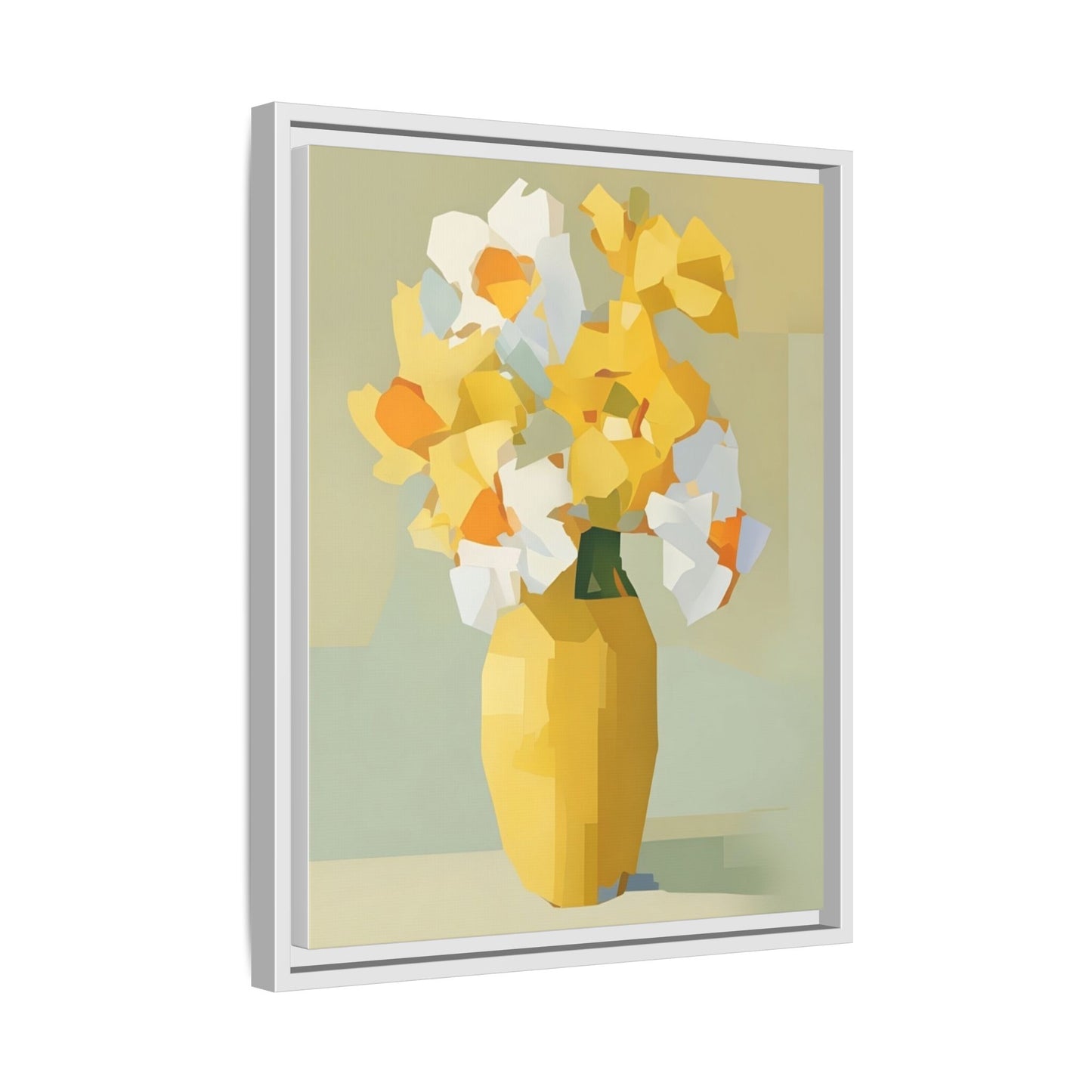 Framed Floral Canvas Print — Yellow Vase Bouquet Wall Art