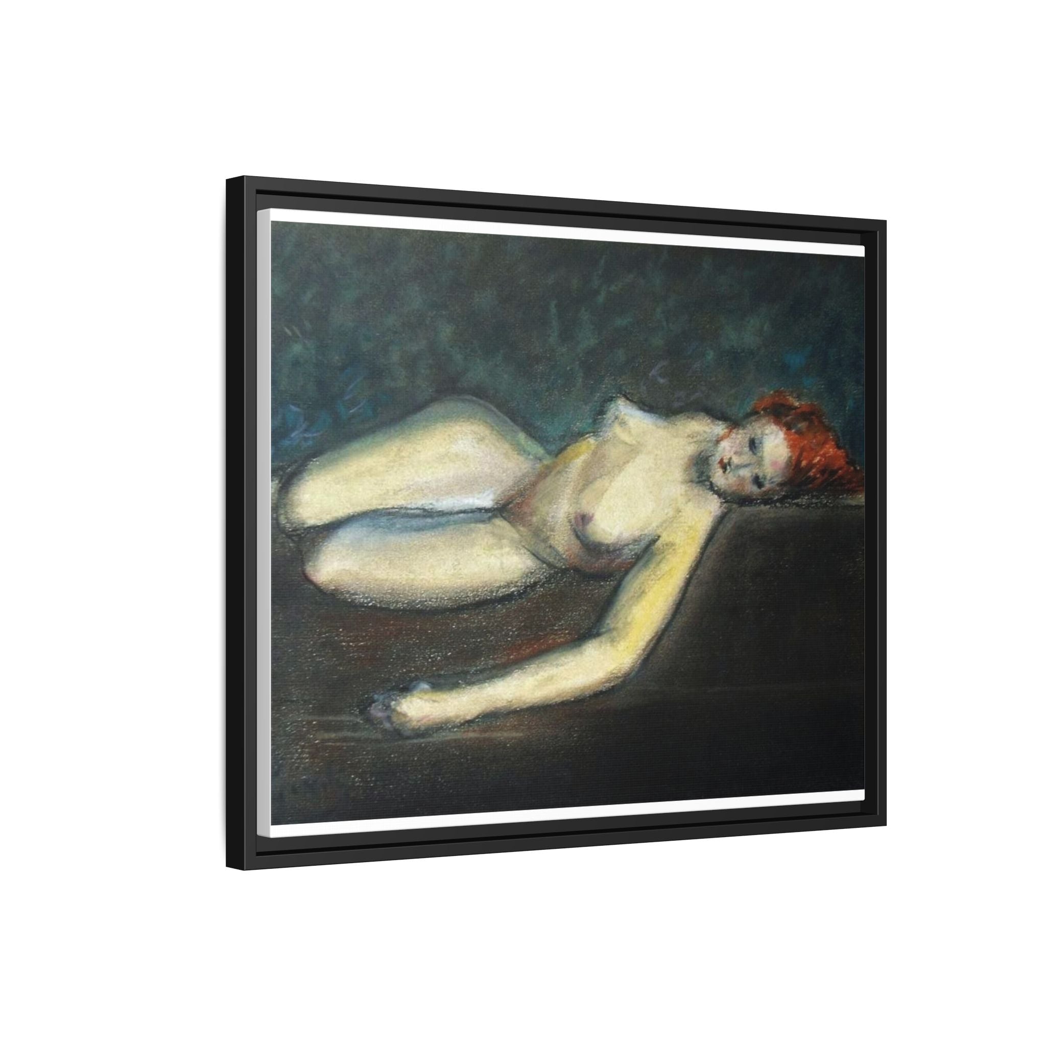 Lying nude by Paul Gosselin Framed Matte Canvas Wall Art Print