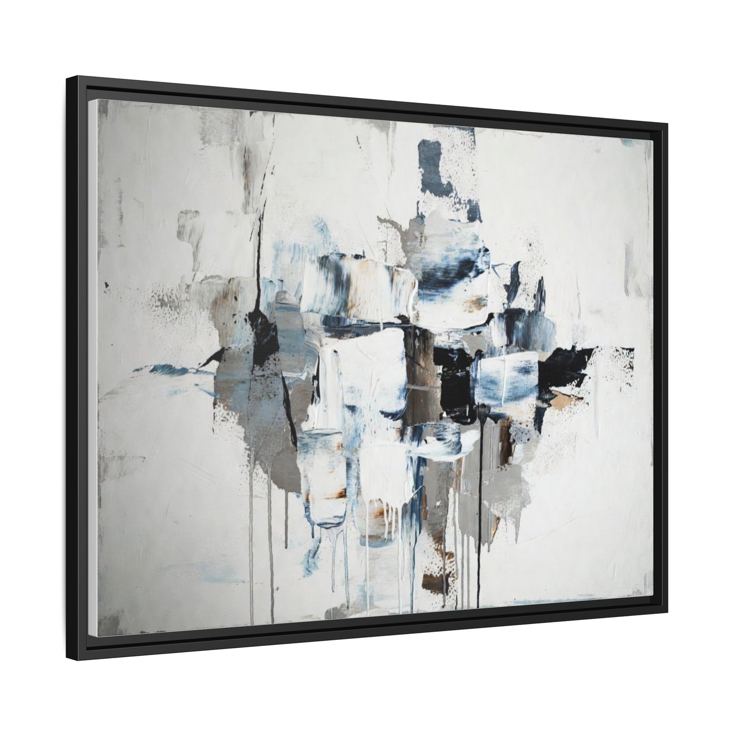Framed Abstract Canvas Art — Blue Neutral Modern Wall Print