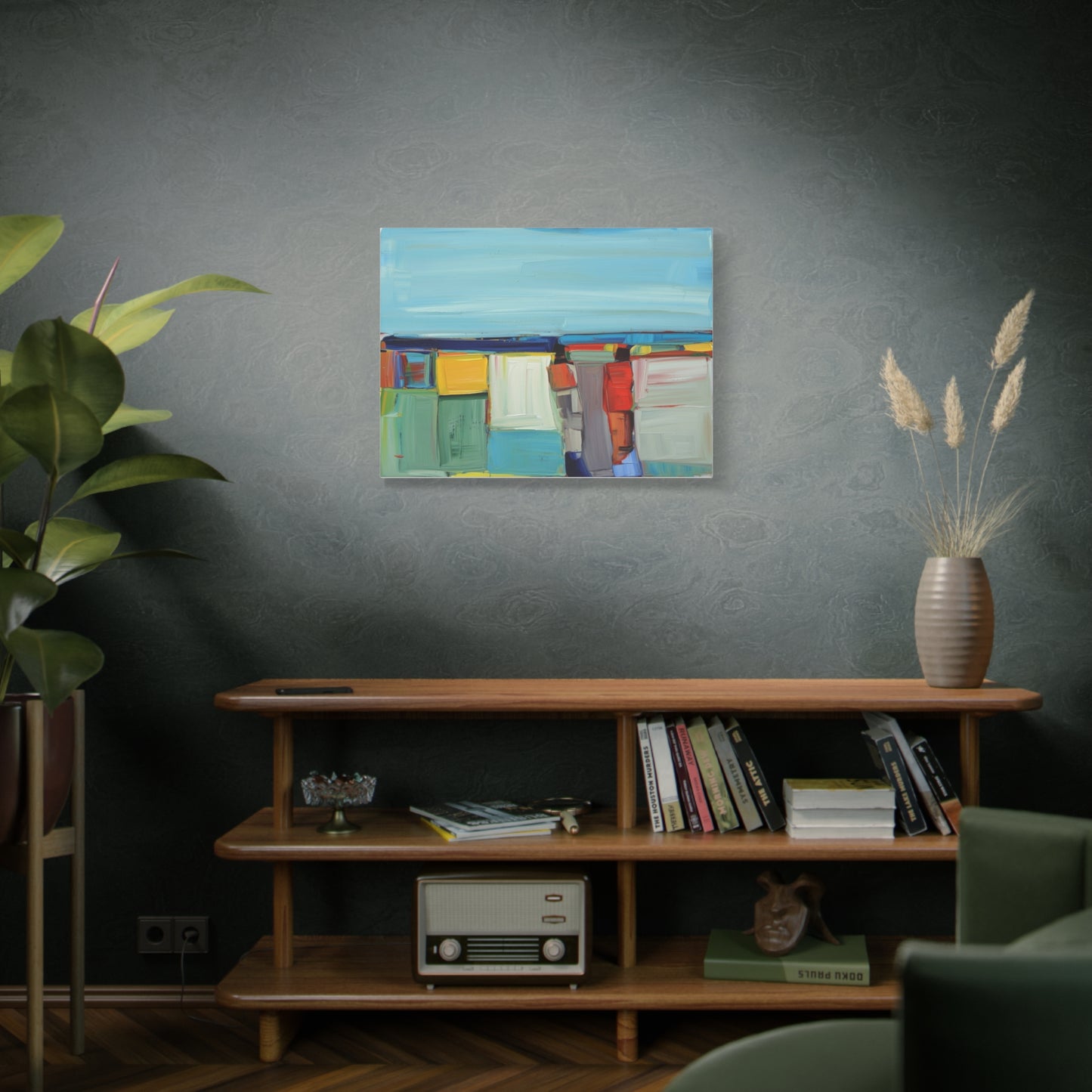 Abstract Coastal Landscape Canvas Print — Colorful Modern Seascape Wall Art