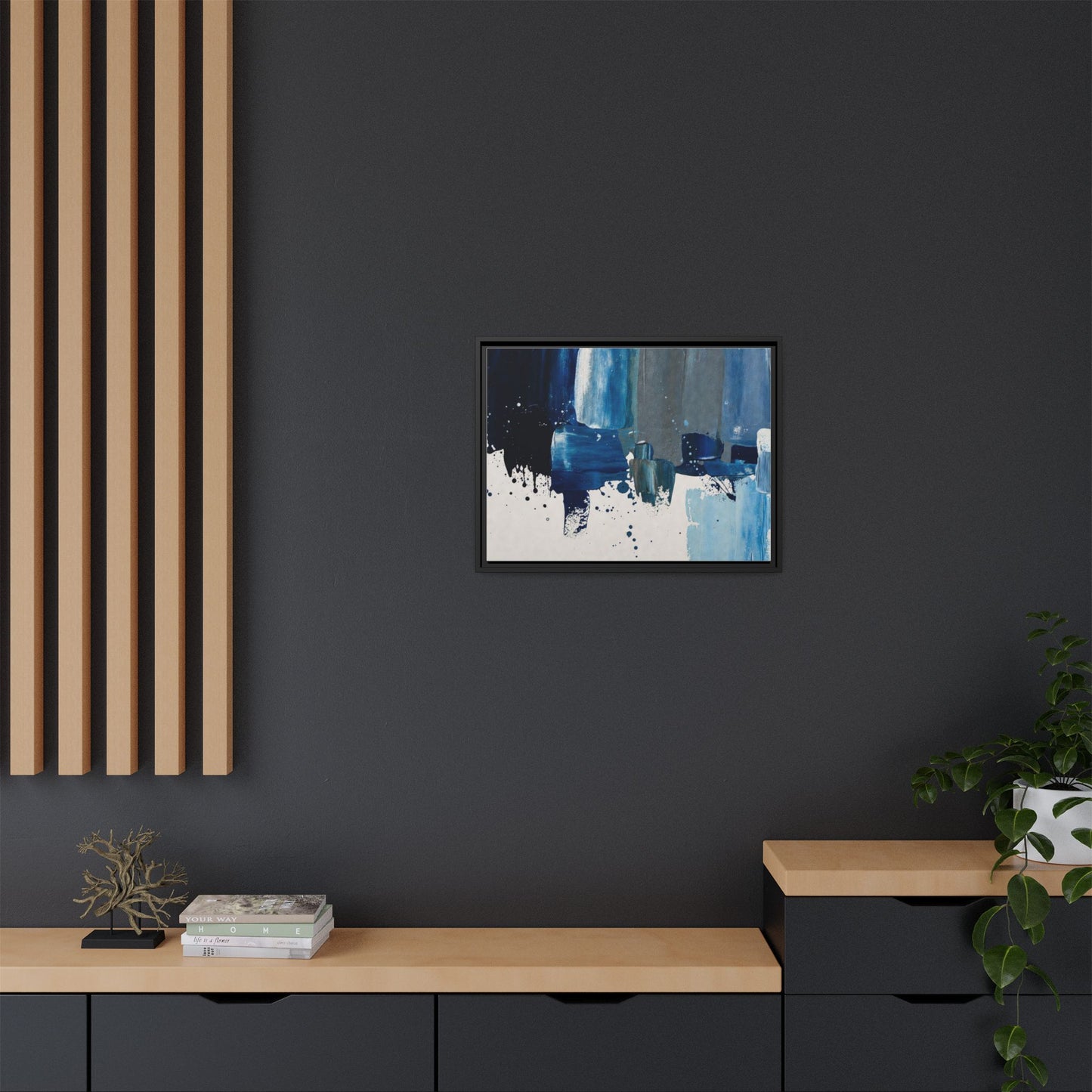Abstract Blue Ocean Matte Canvas Framed Wall Art
