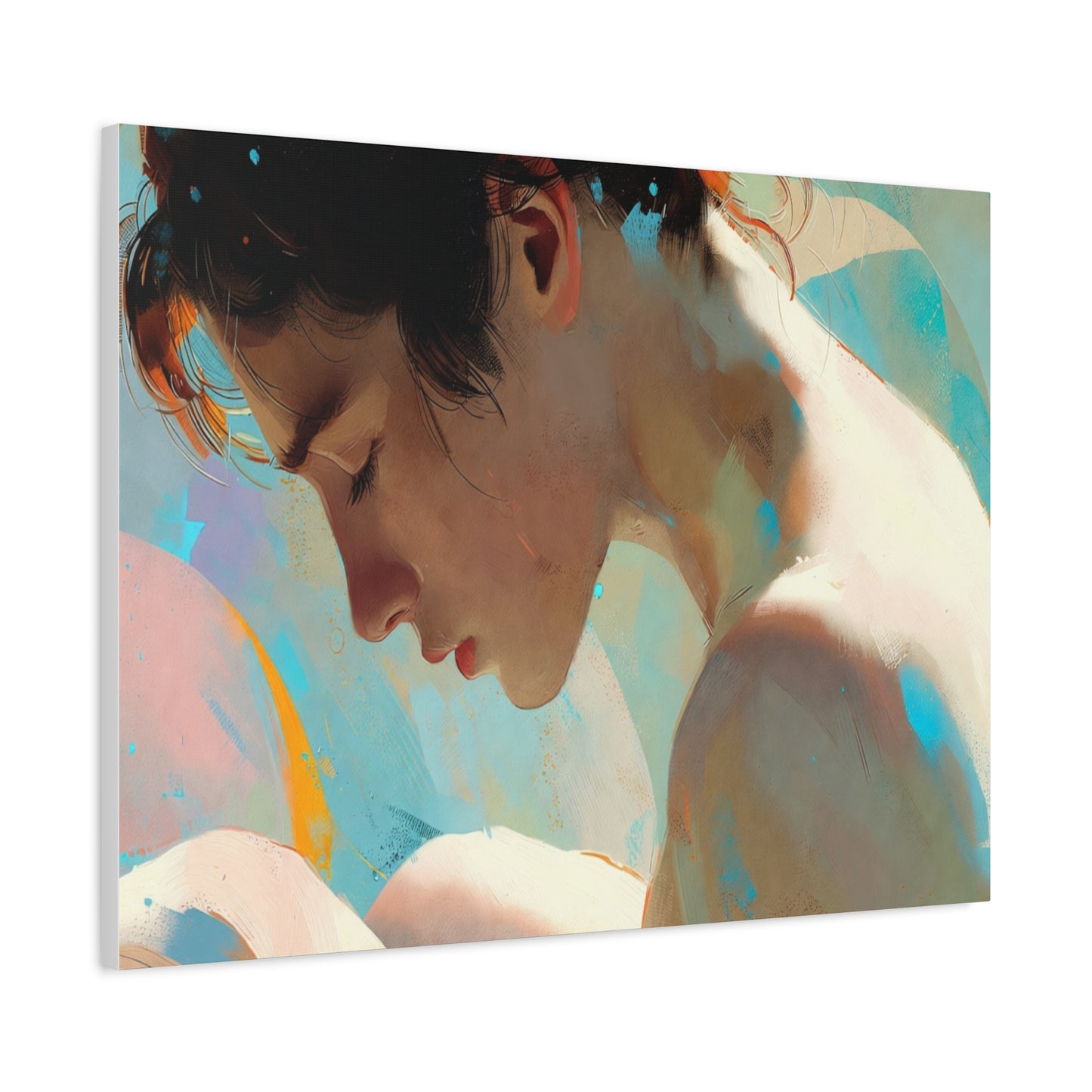 Dreamy Portrait Matte Canvas Print — Serene Female Profile Wall Art, Stretched 1.25"