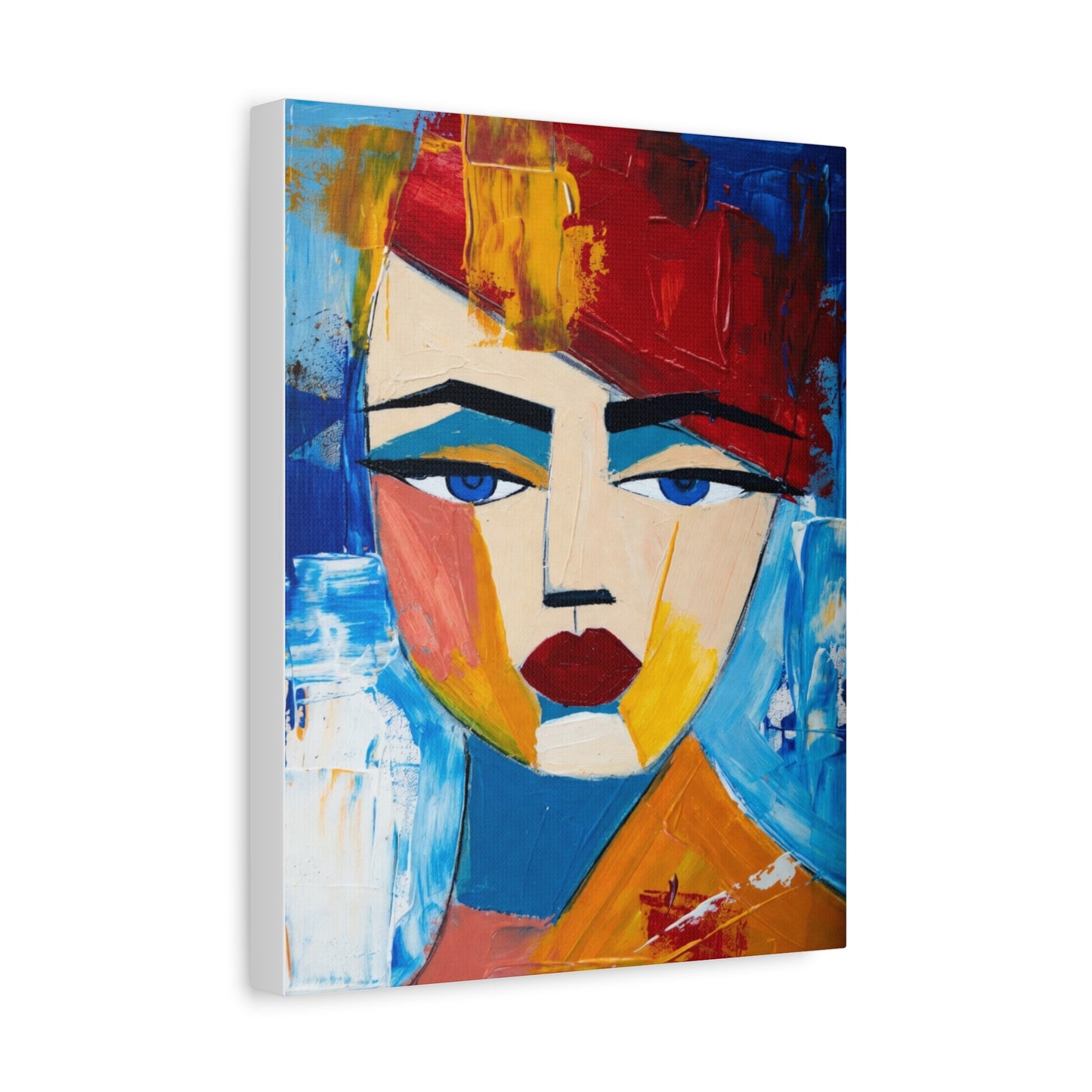 Abstract Colorful Face Matte Canvas Print — Modern Pop Art Portrait