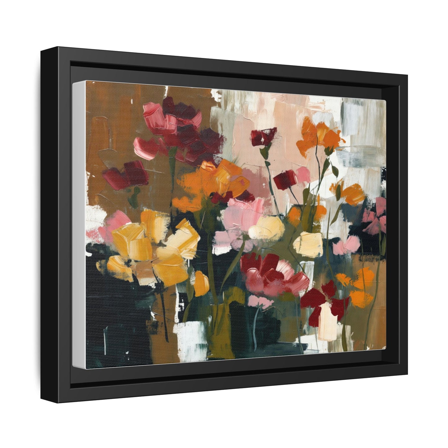 Framed Matte Canvas Floral Abstract Wall Art