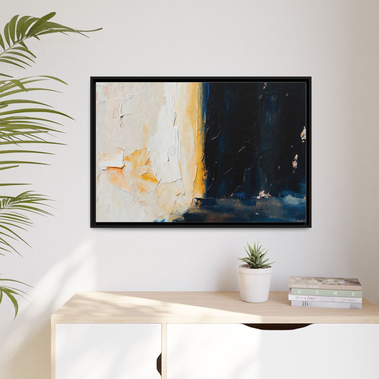Abstract Coastal Texture Framed Canvas Art — Matte Multi-Color Wall Print
