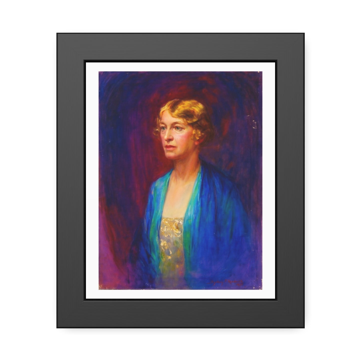 Framed Portrait Poster — Vintage Woman Oil-Style Art Print