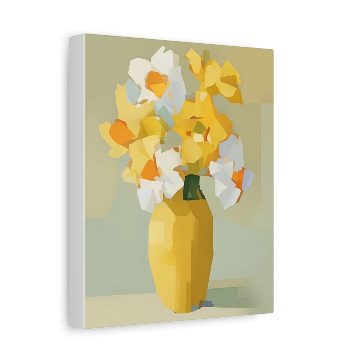 Yellow Vase Floral Canvas Print — Modern Abstract Daffodil Wall Art