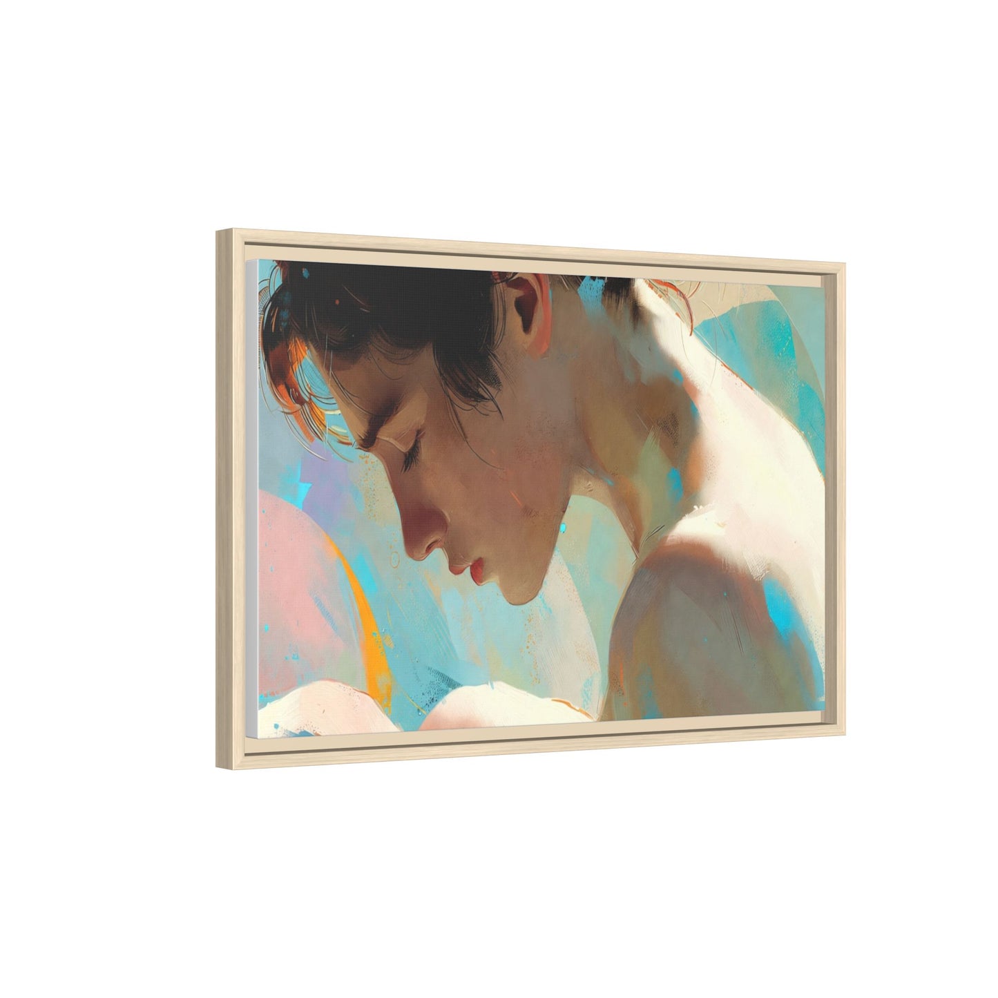 Framed Matte Canvas Print — Dreamy Portrait Art (Multi‑Color)