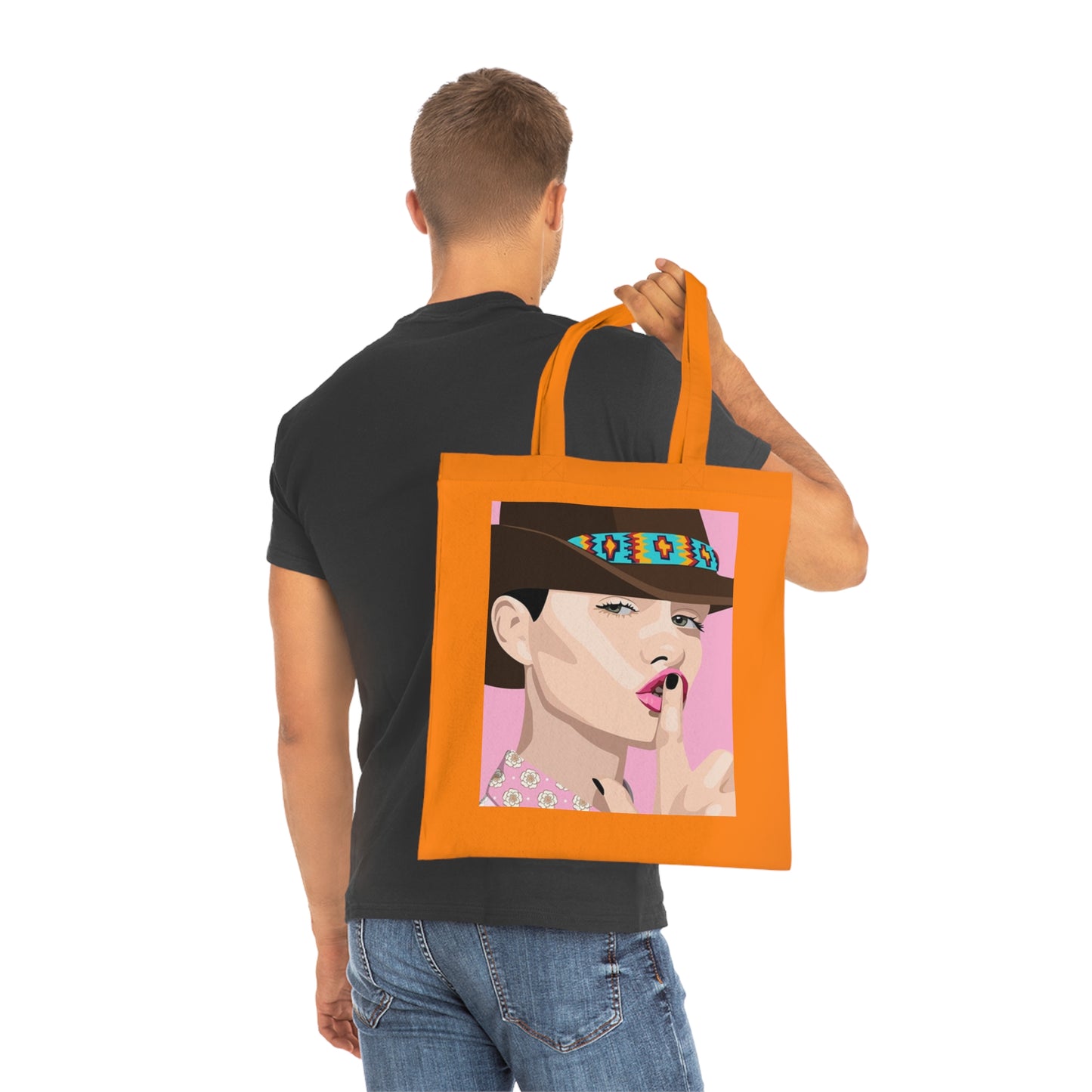 Pop Art Woman Tote Bag — Stylish Retro Portrait Cotton Shopper
