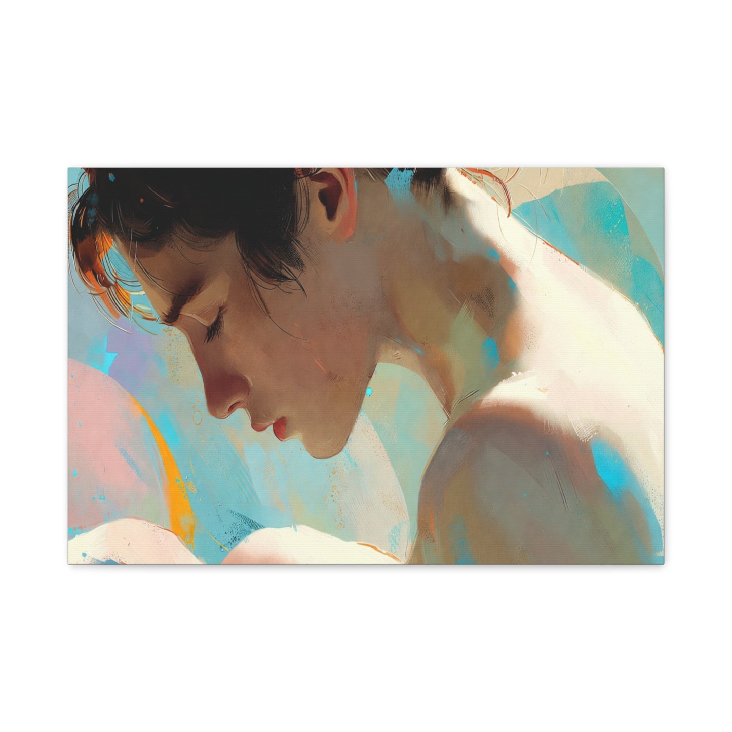 Dreamy Portrait Matte Canvas Print — Serene Female Profile Wall Art, Stretched 1.25"