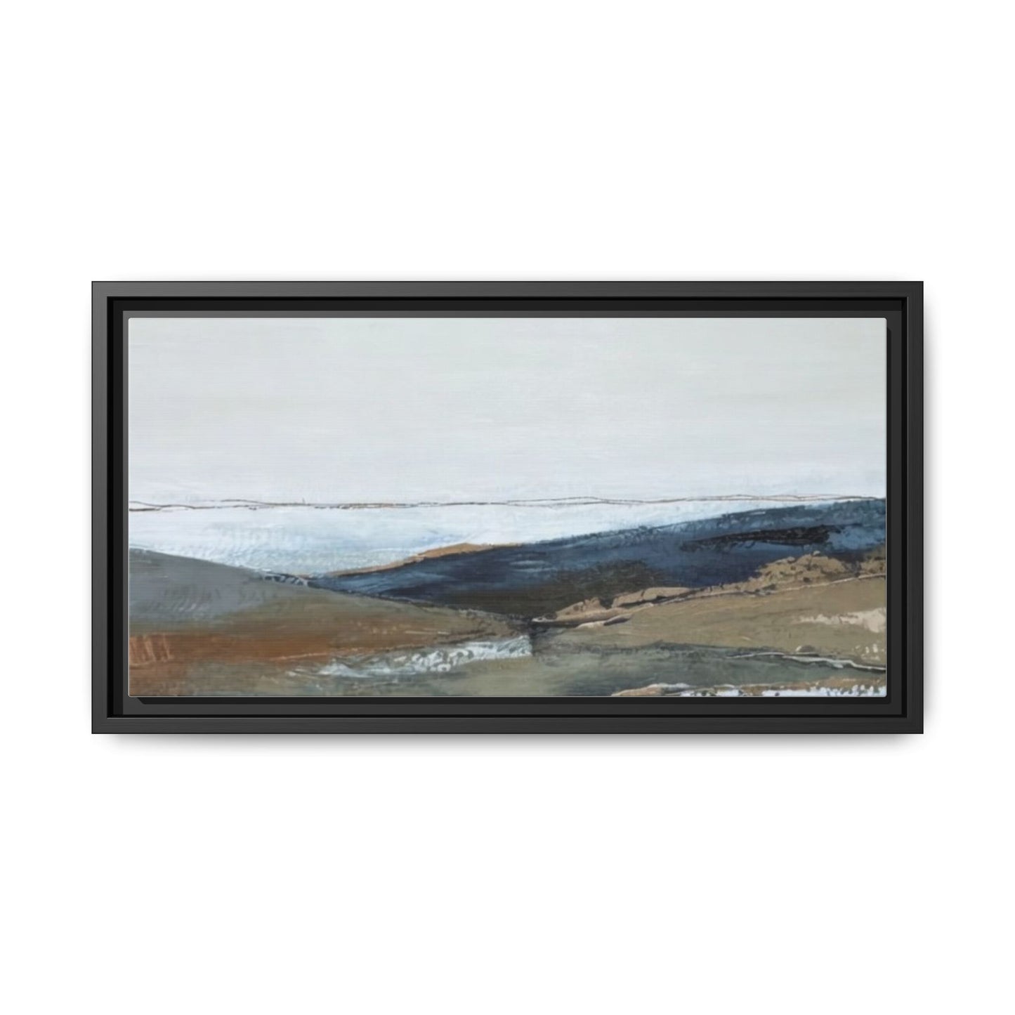 Framed Matte Canvas Wall Art — Serene Coastal Abstract Landscape