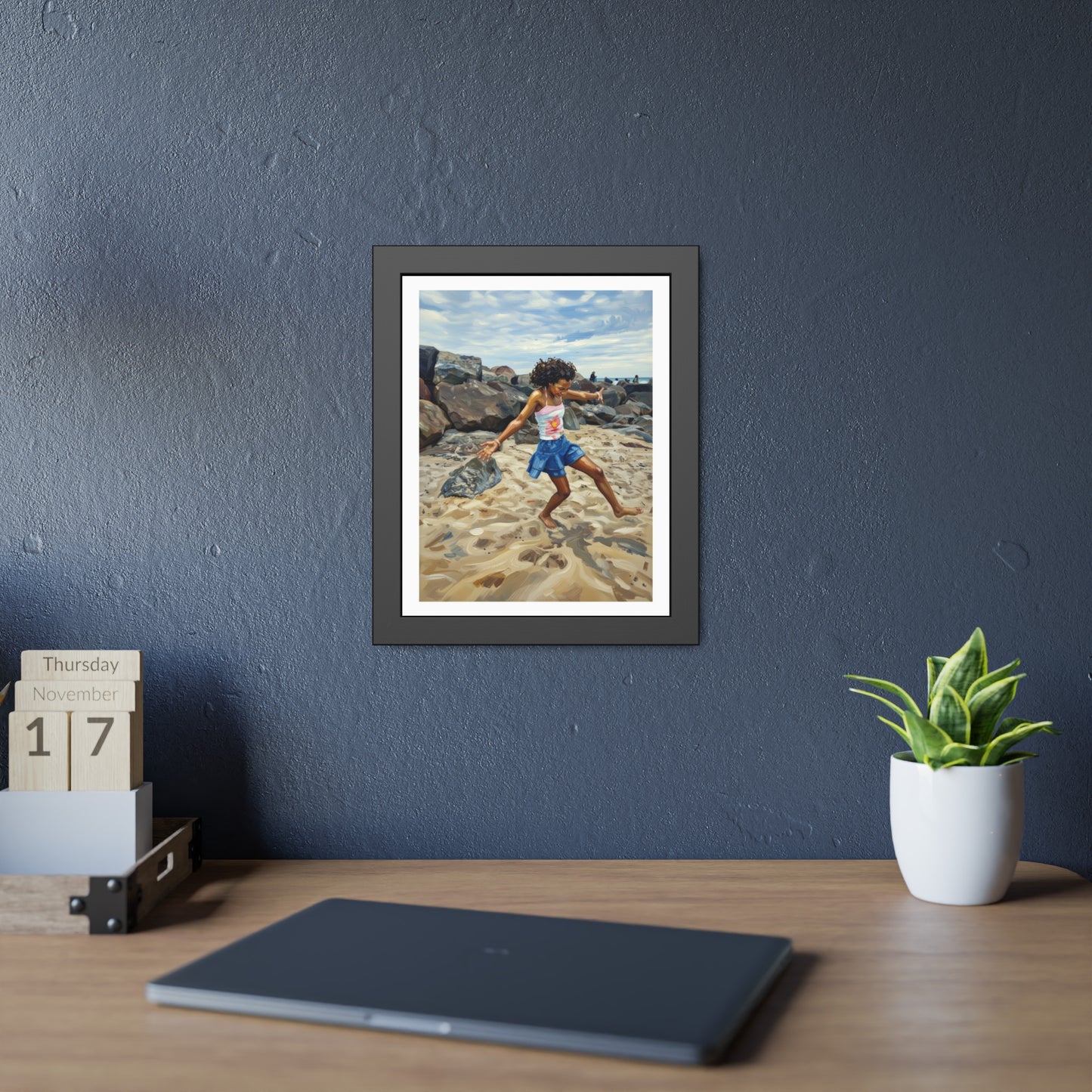 Framed Poster - Joyful Beach Dance Art Print