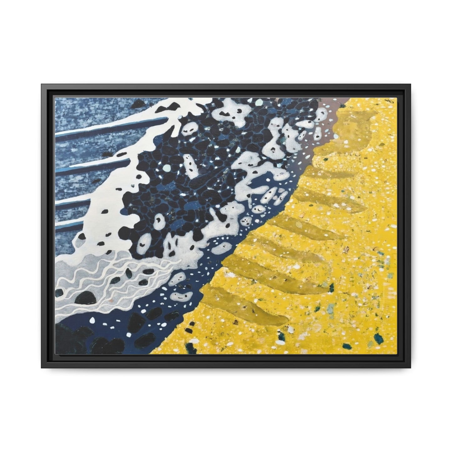Framed Abstract Ocean & Sand Matte Canvas Print
