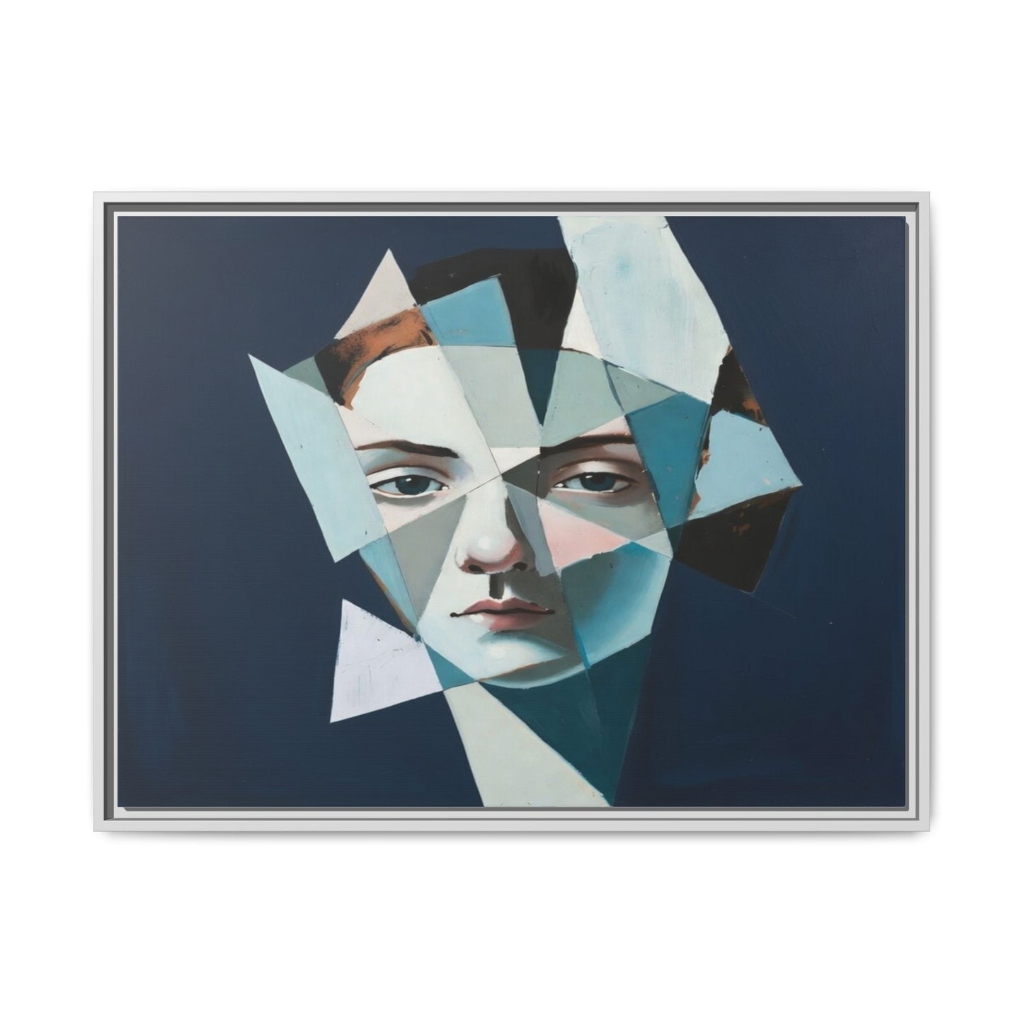 Abstract Fragmented Portrait Matte Canvas (Framed)