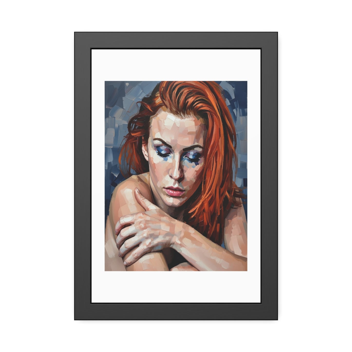 Framed Poster - Moody Redhead Portrait Art Print (Framed)