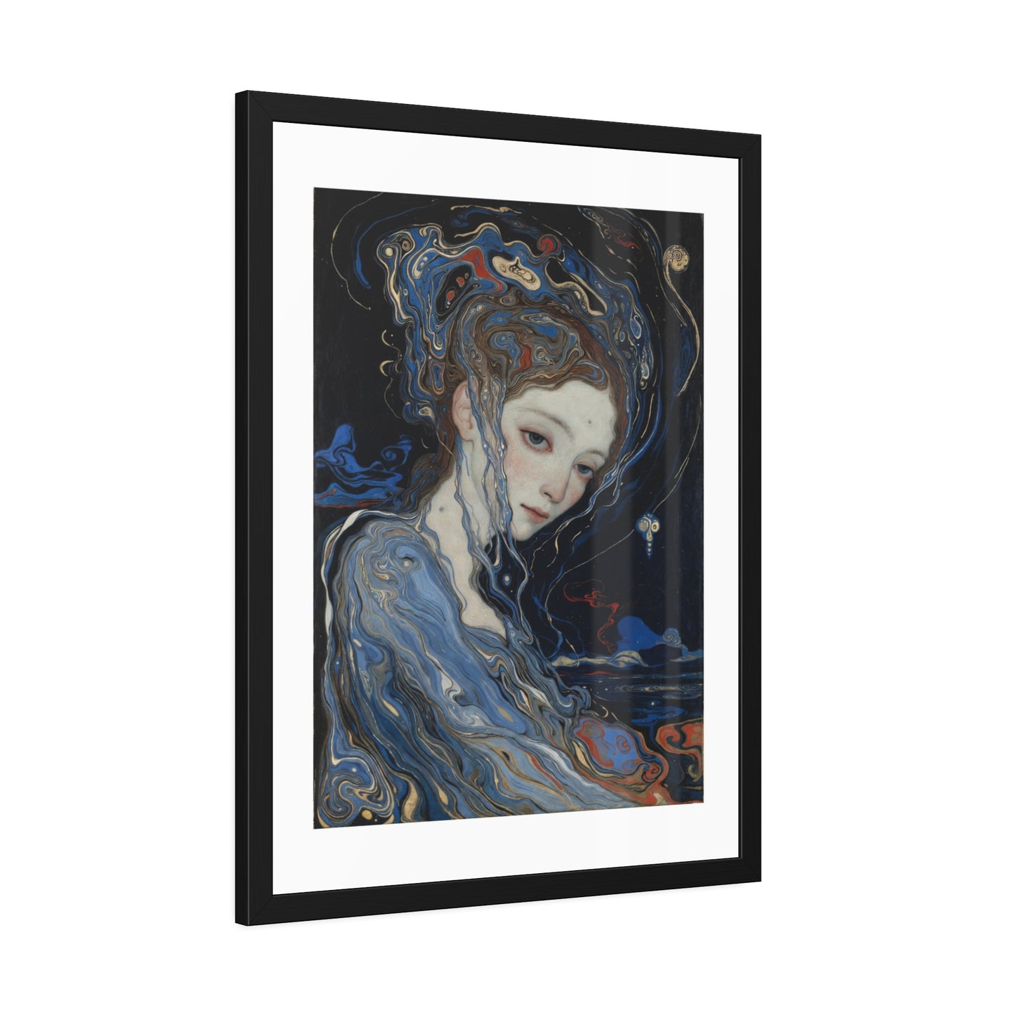 Framed Art Print — Dreamy Blue Portrait Poster