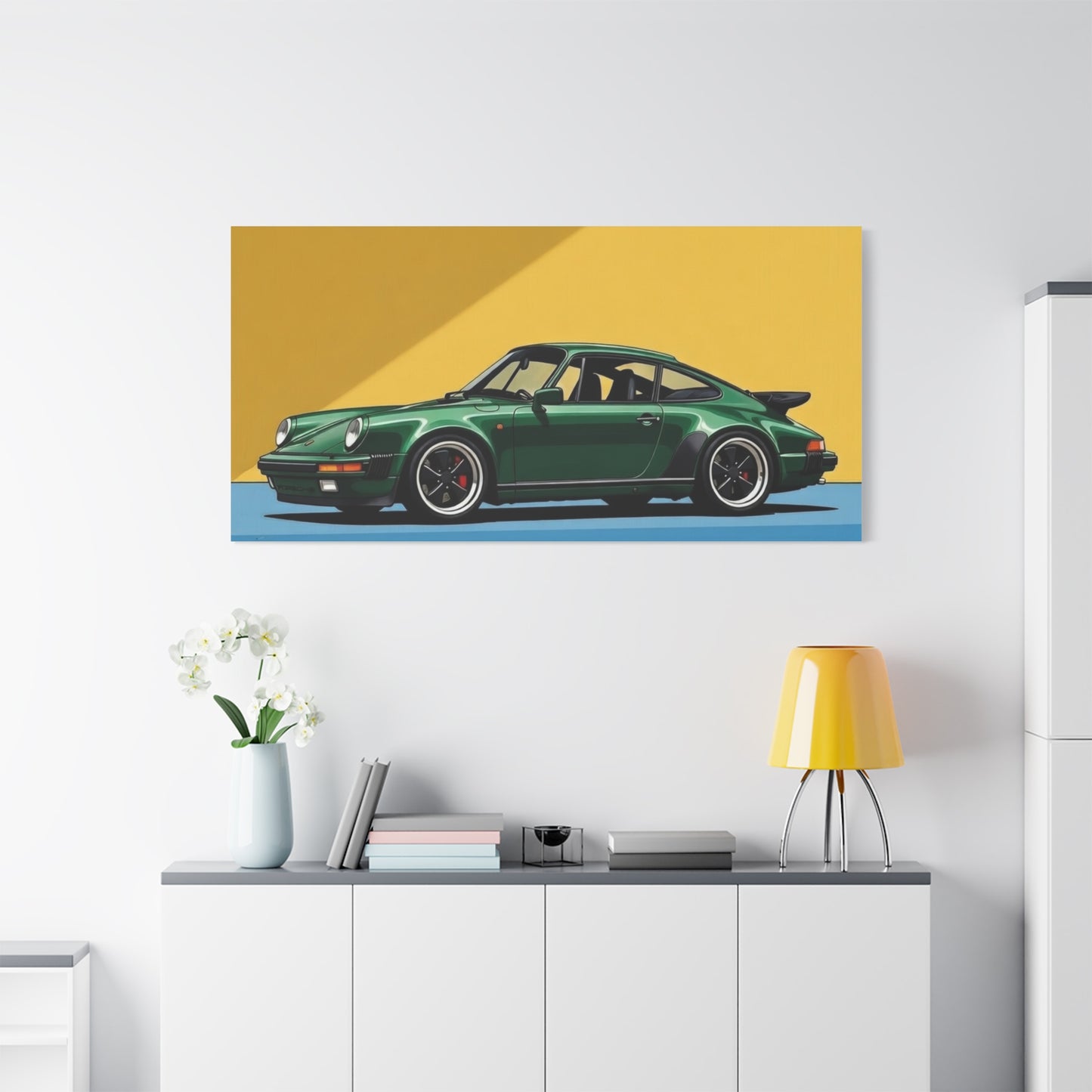 Vintage Green Porsche Art Print - Matte Stretched Canvas