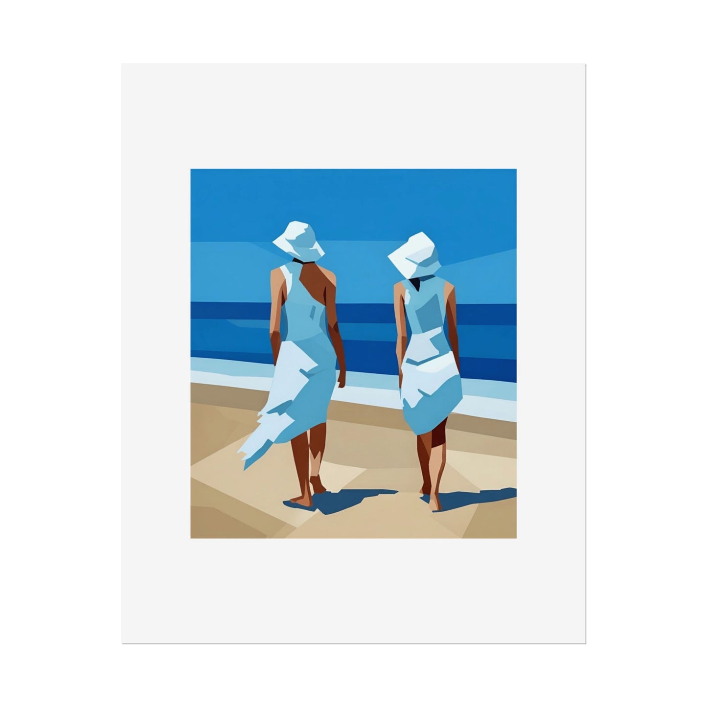Beach Stroll Art Poster — Minimalist Coastal Print (Rolled Poster)