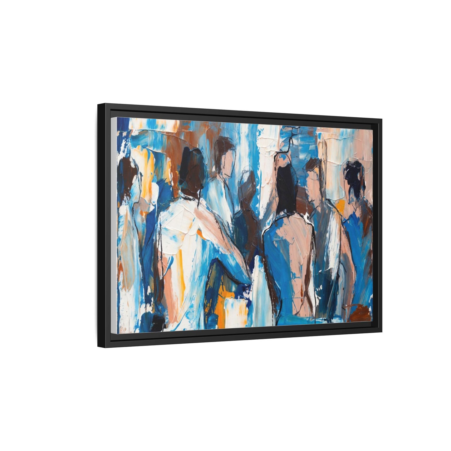 Abstract Coastal Figures Matte Canvas Framed Wall Art