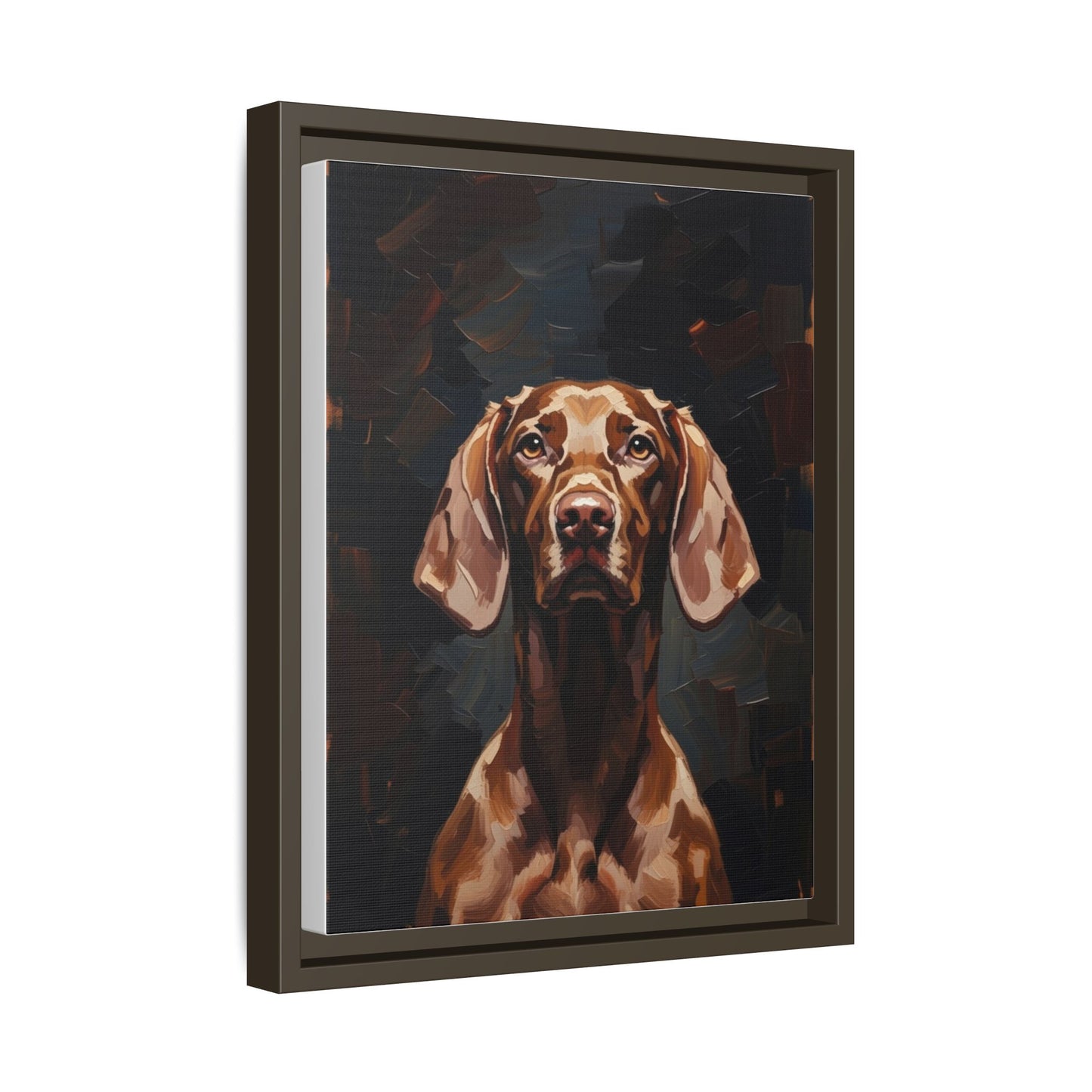 Framed Matte Canvas Dog Portrait – Brown Vizsla Wall Art
