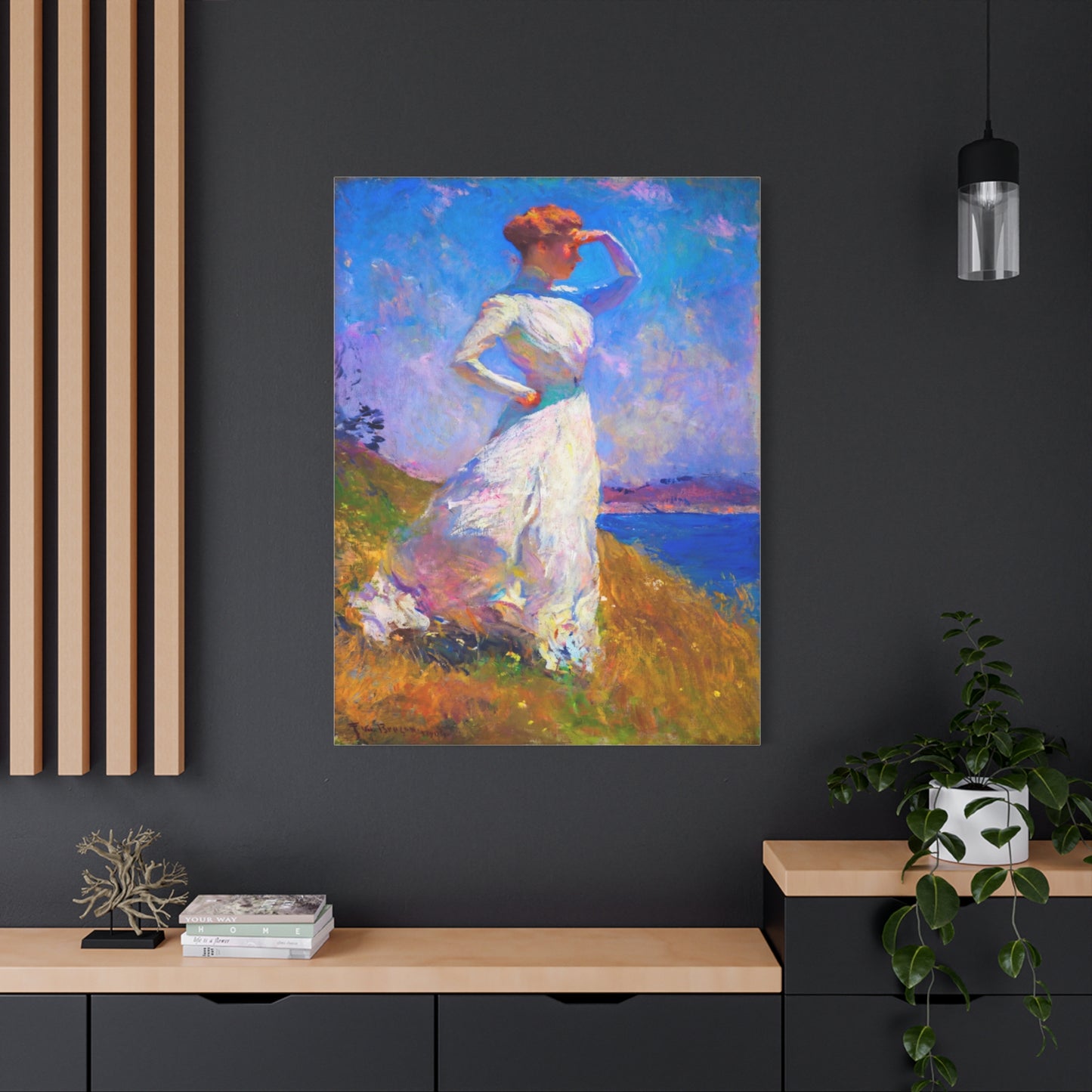 Impressionist Coastal Lady Matte Canvas Print — Stretched 1.25"