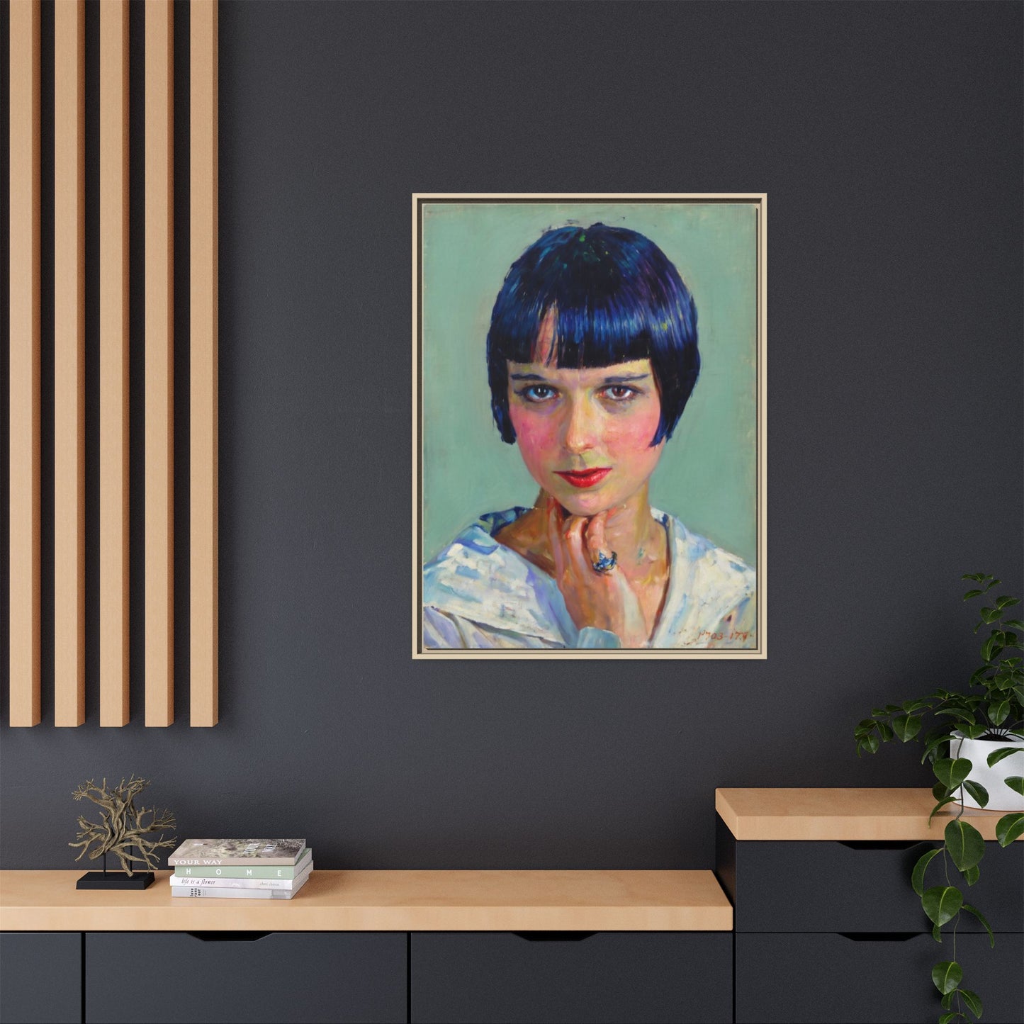 Framed Matte Canvas Portrait Print — Vintage Flapper Woman