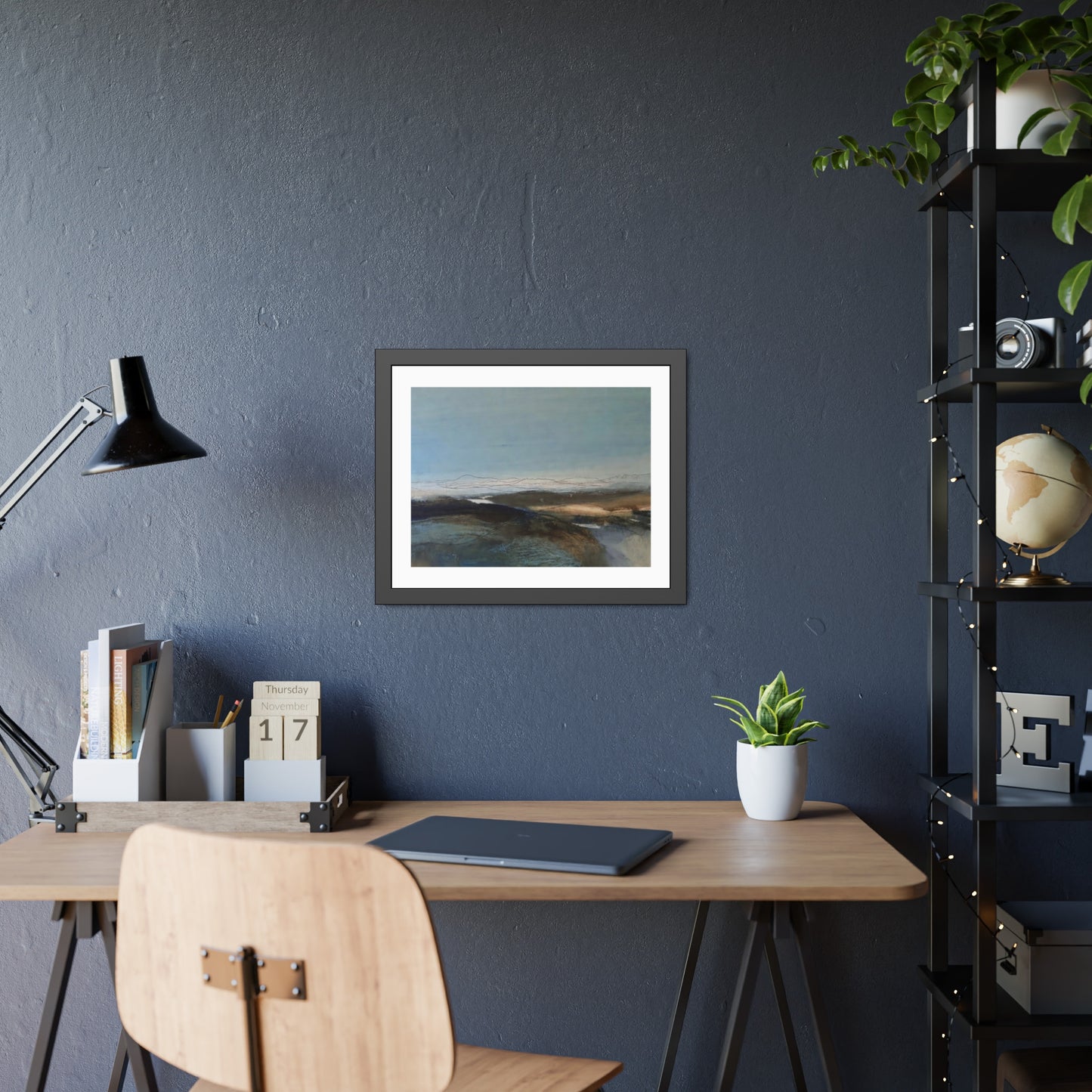 Framed Landscape Poster — Serene Blue Abstract Wall Art