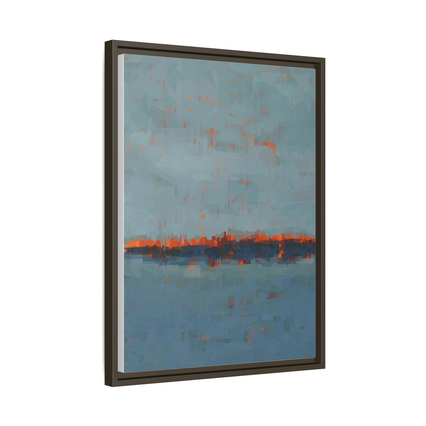 Framed Canvas Art — Teal & Orange Abstract Seascape