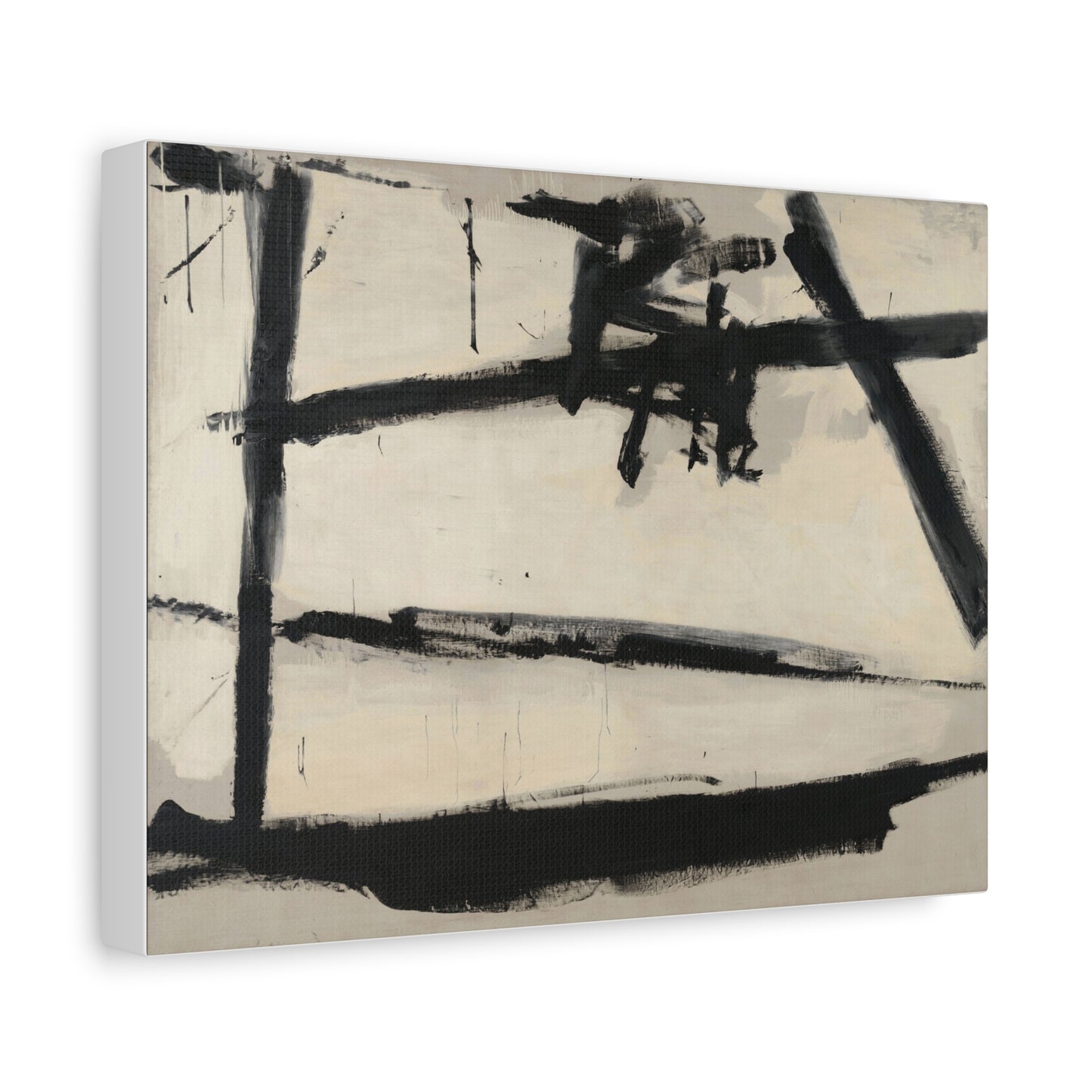 Painting Number 2 by Franz Kline Abstract Black and White Stretched Canvas Art – Matte Wall Decor