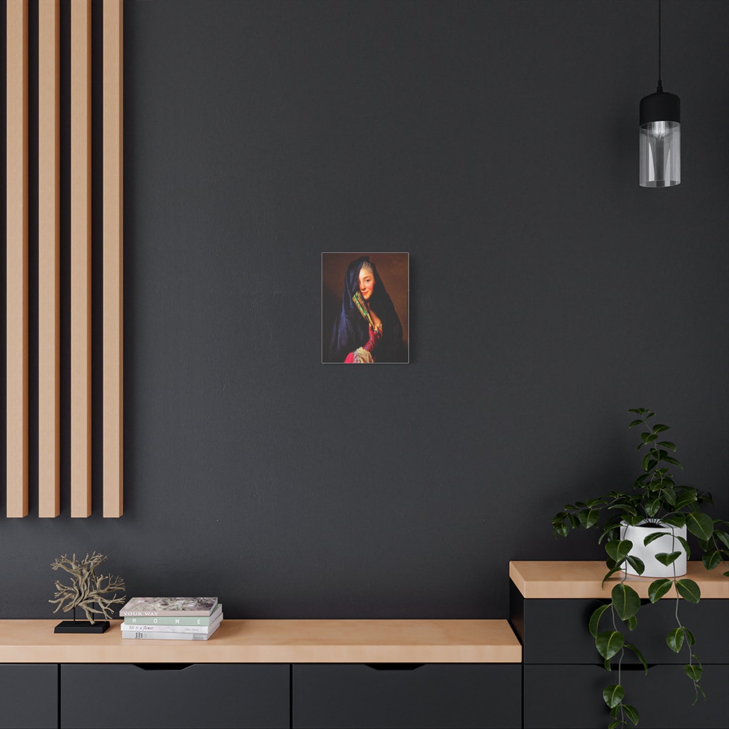 Vintage Portrait Canvas Print — Elegant Lady with Fan Matte Stretched Wall Art