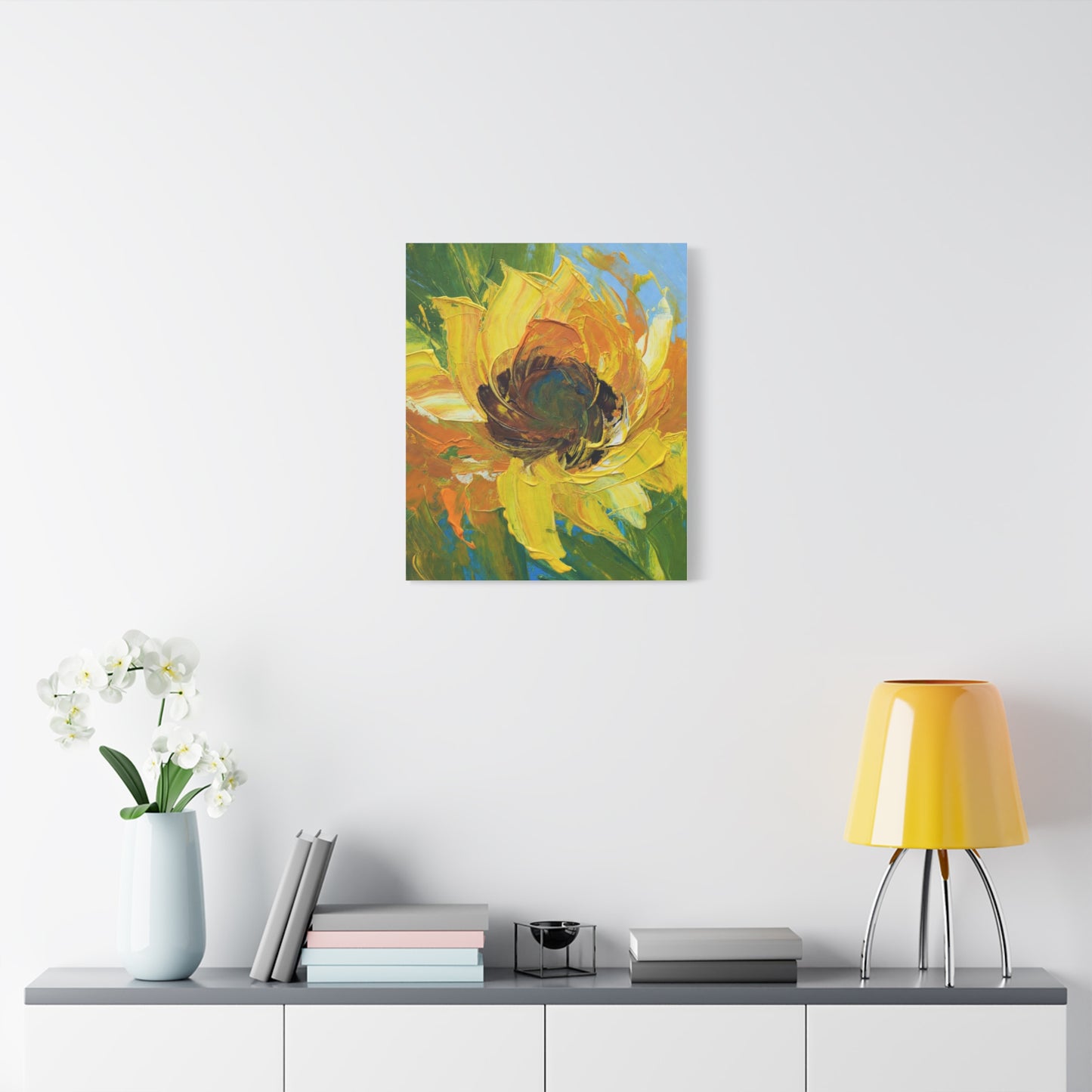 Sunflower Abstract Matte Canvas Wall Art — Bright Floral Painting on Stretched Canvas