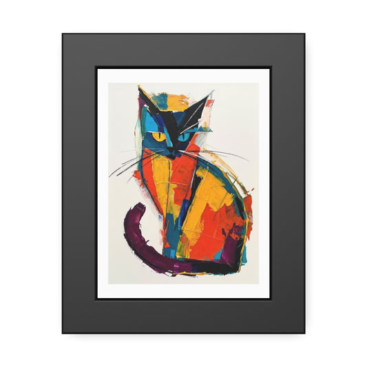 Colorful Abstract Cat Framed Poster