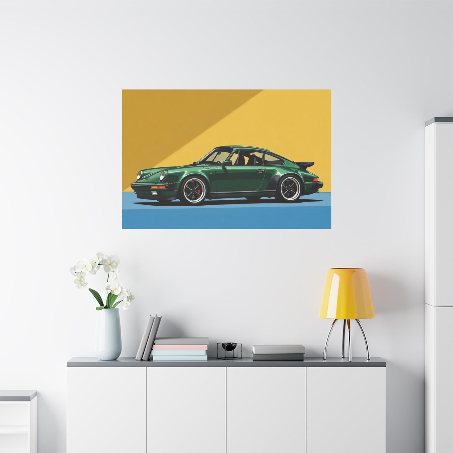 Vintage Green Porsche Art Print - Matte Stretched Canvas