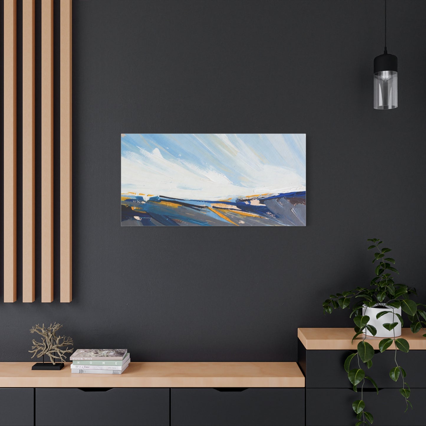 Abstract Coastal Landscape Canvas Print — Blue Sky Seascape Wall Art