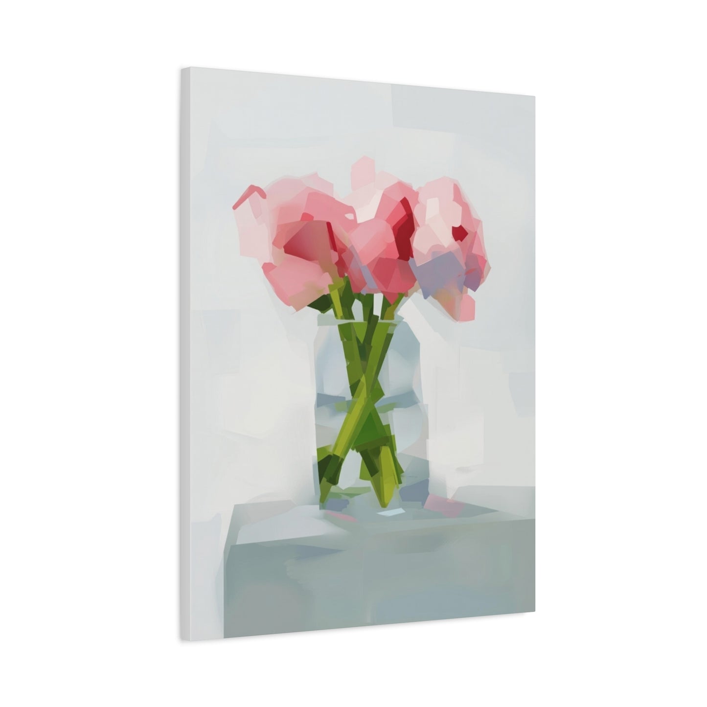 Pink Peonies Vase Canvas Art — Stretched Matte Wall Decor