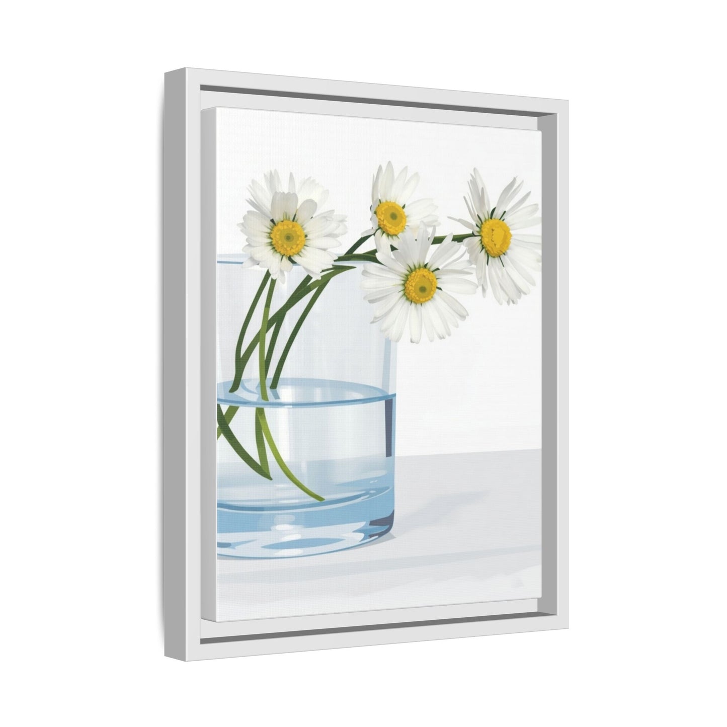 Framed Daisy Canvas Print — Minimal Botanical Wall Art