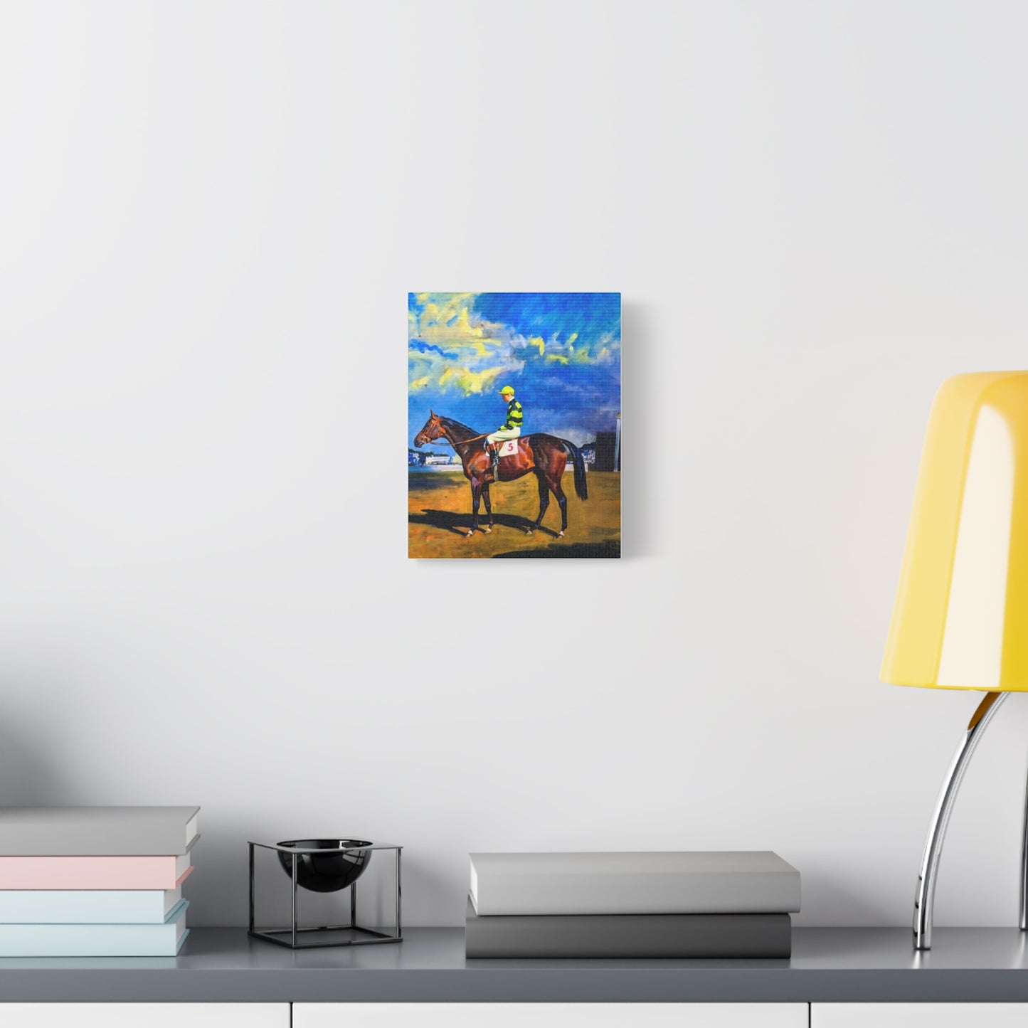 Horse Racing Jockey Canvas Print — Equestrian Art Matte Stretched Wall Decor