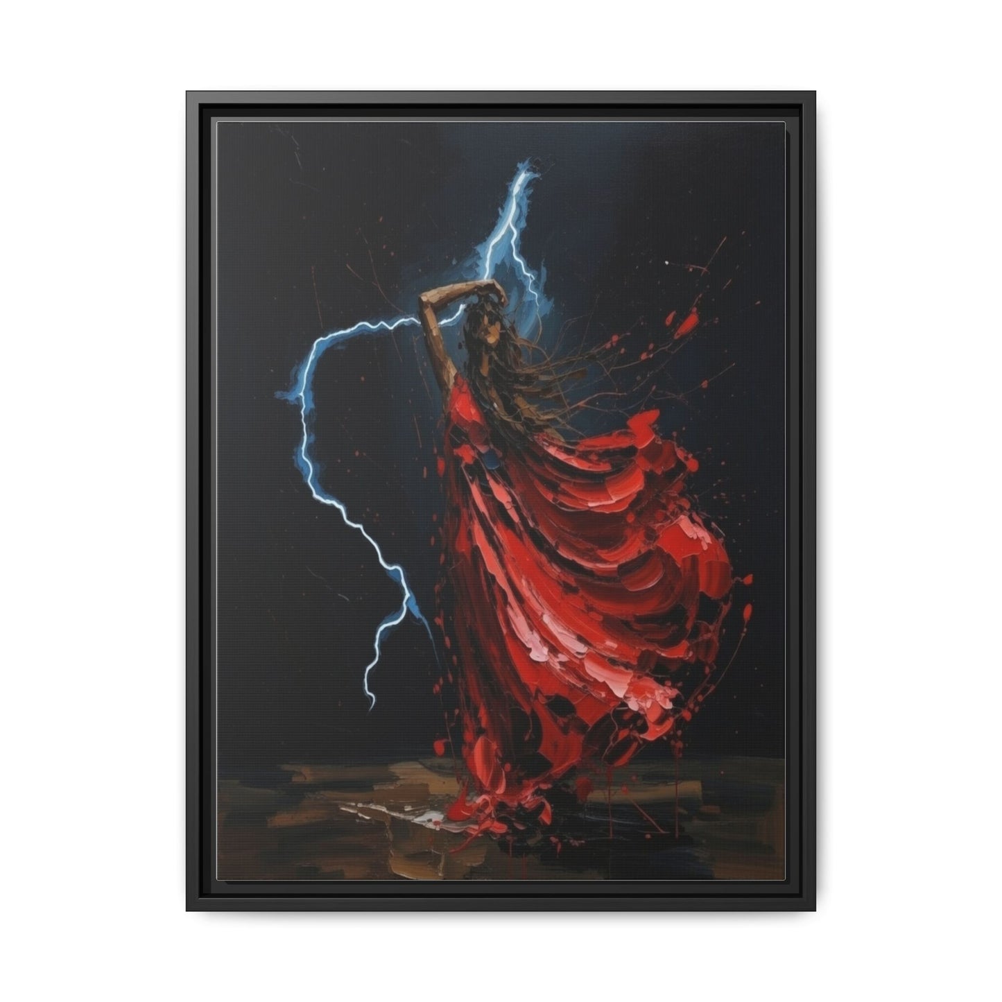 Framed Matte Canvas Print — Red Dancer Lightning Art
