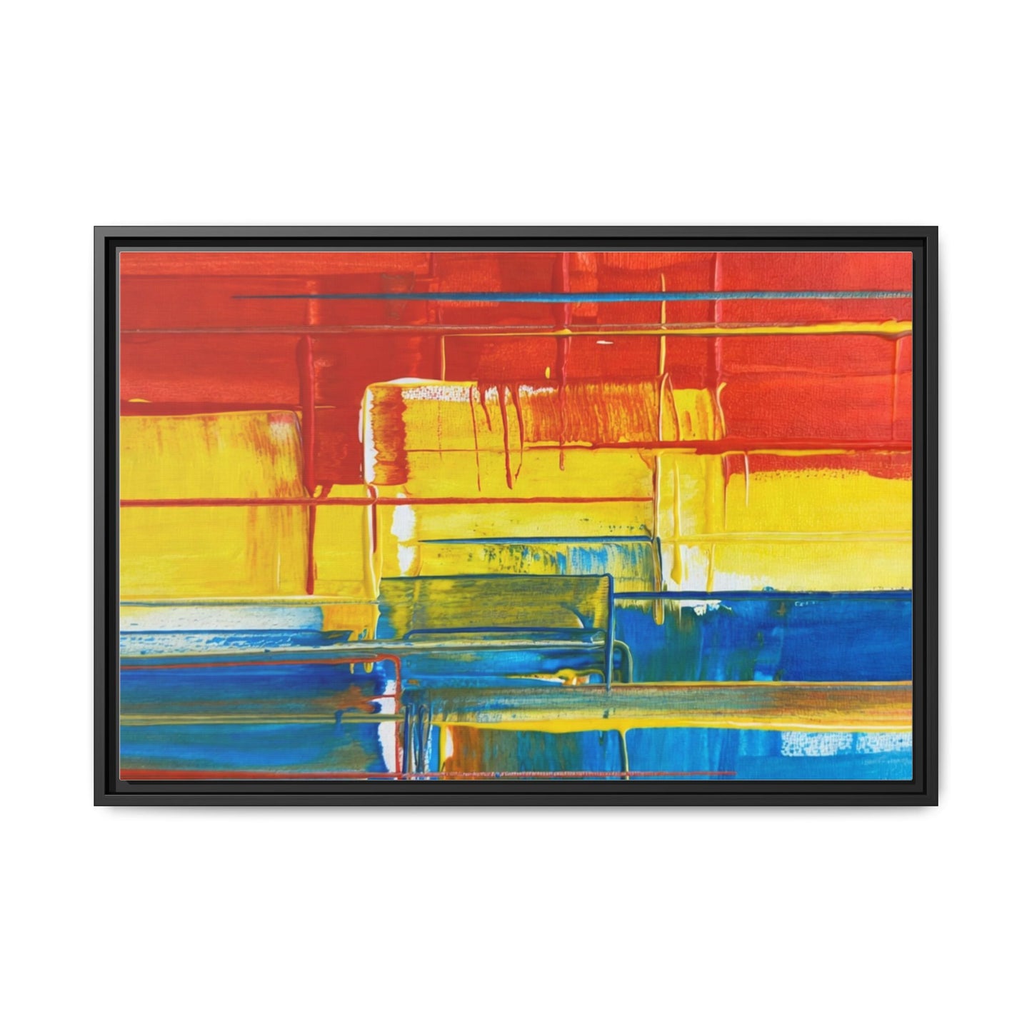 Abstract Multi-Color Framed Canvas Art — Modern Geometric Wall Decor