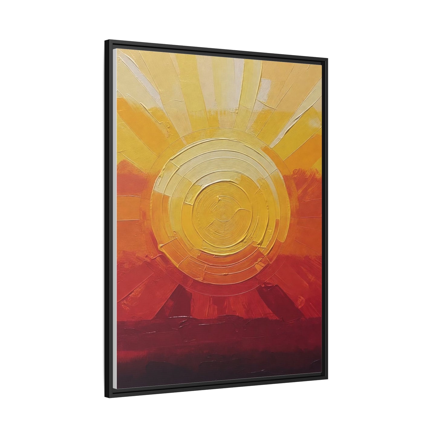 Sunburst Abstract Framed Canvas Art — Matte Multi‑Color Wall Print