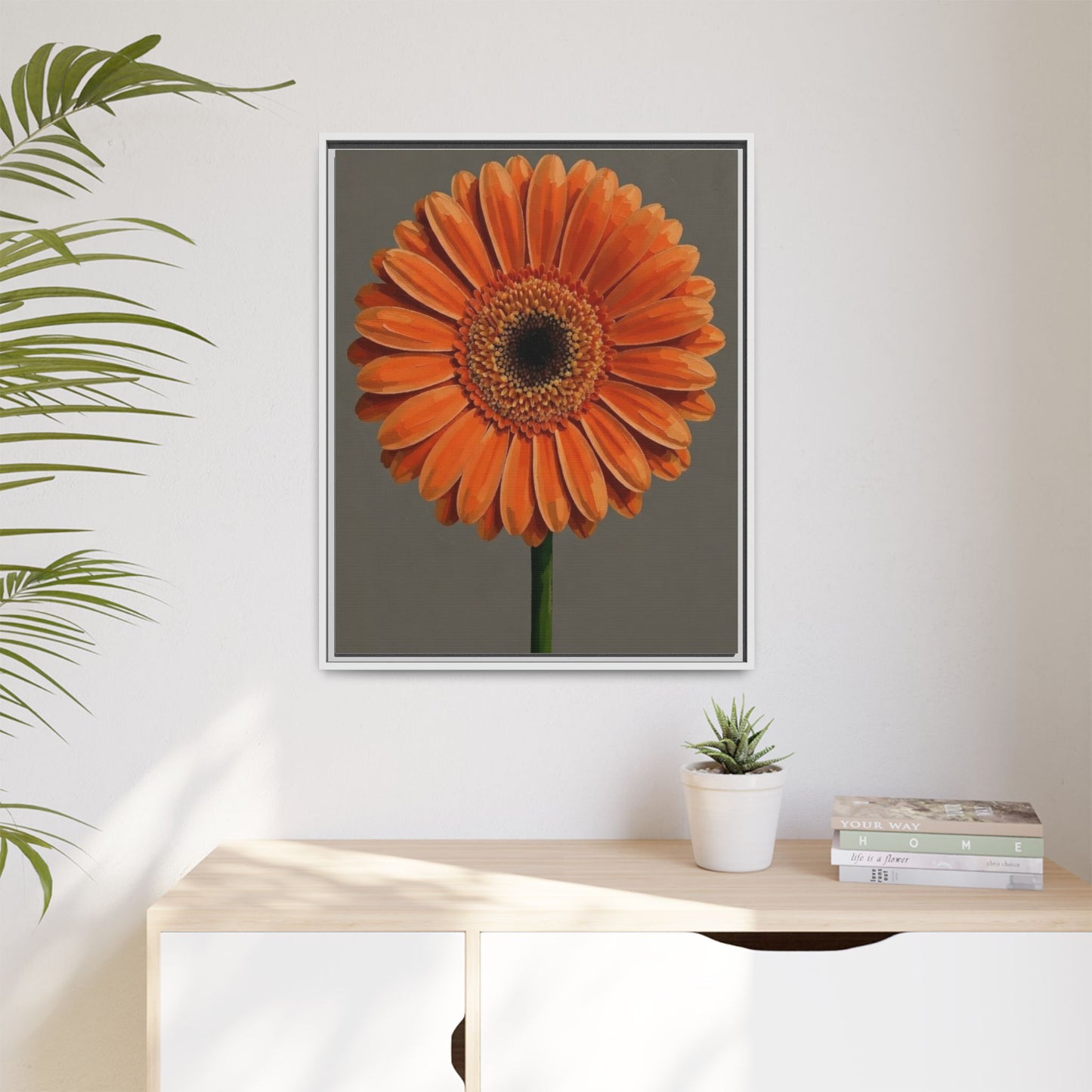 Orange Gerbera Daisy Matte Canvas Print (Framed)