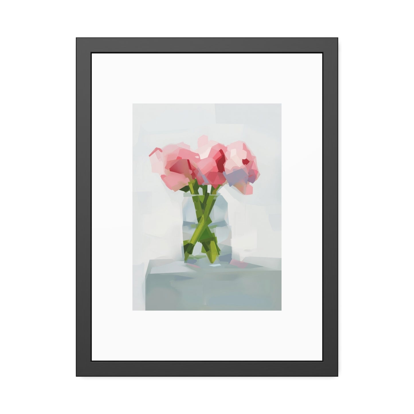 Framed Poster — Pink Floral Still Life Art Print (Modern Minimal)